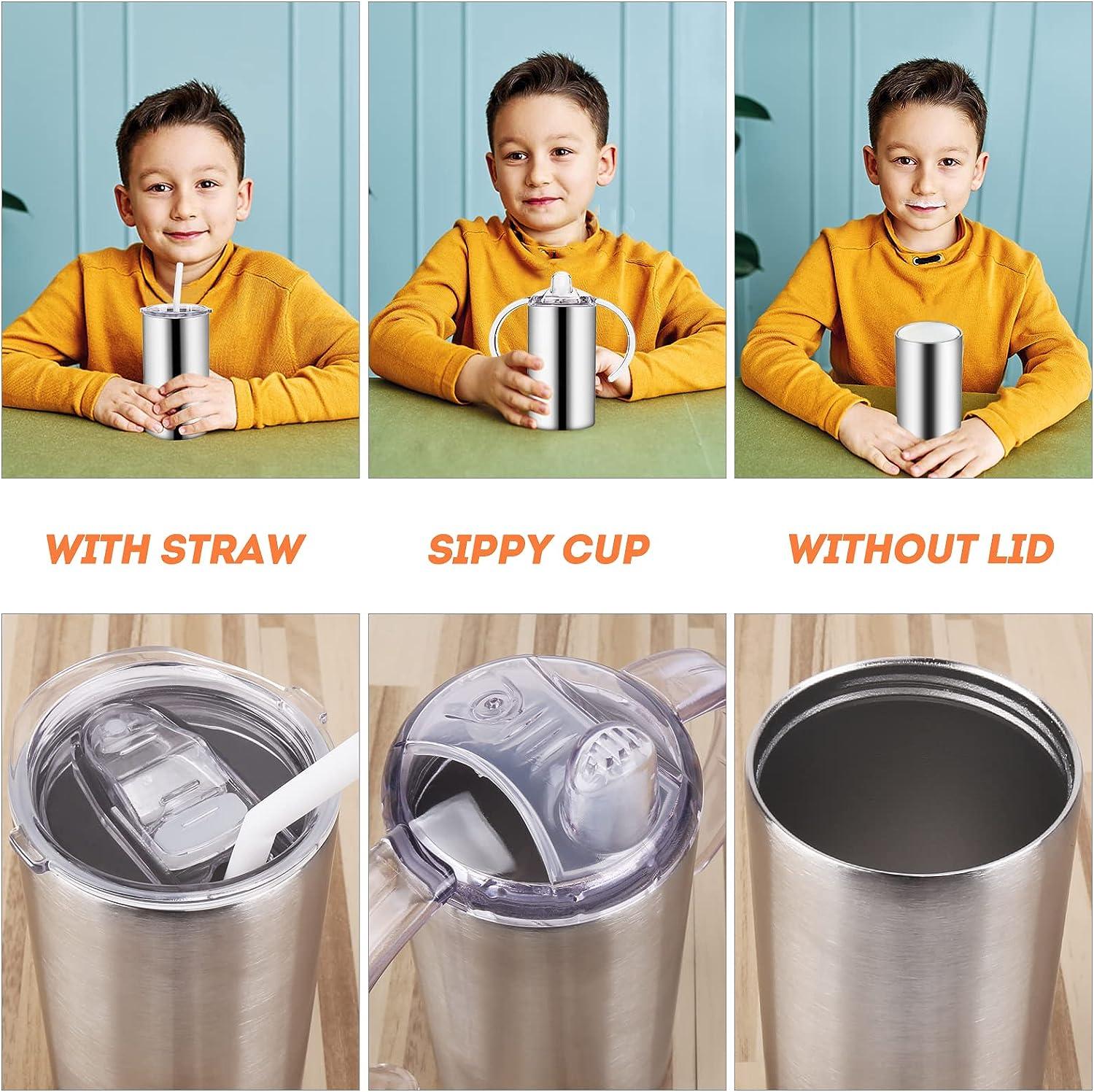 Stainless Steel Kids Cups with Straws and Lids,16oz Spill Proof Kids Tumbler  with Straw,Leak Proof Kids Sippy Cups with Lid,Reusable Metal Kids Drinking  Mug Glasses with Lid for School,Outdoor