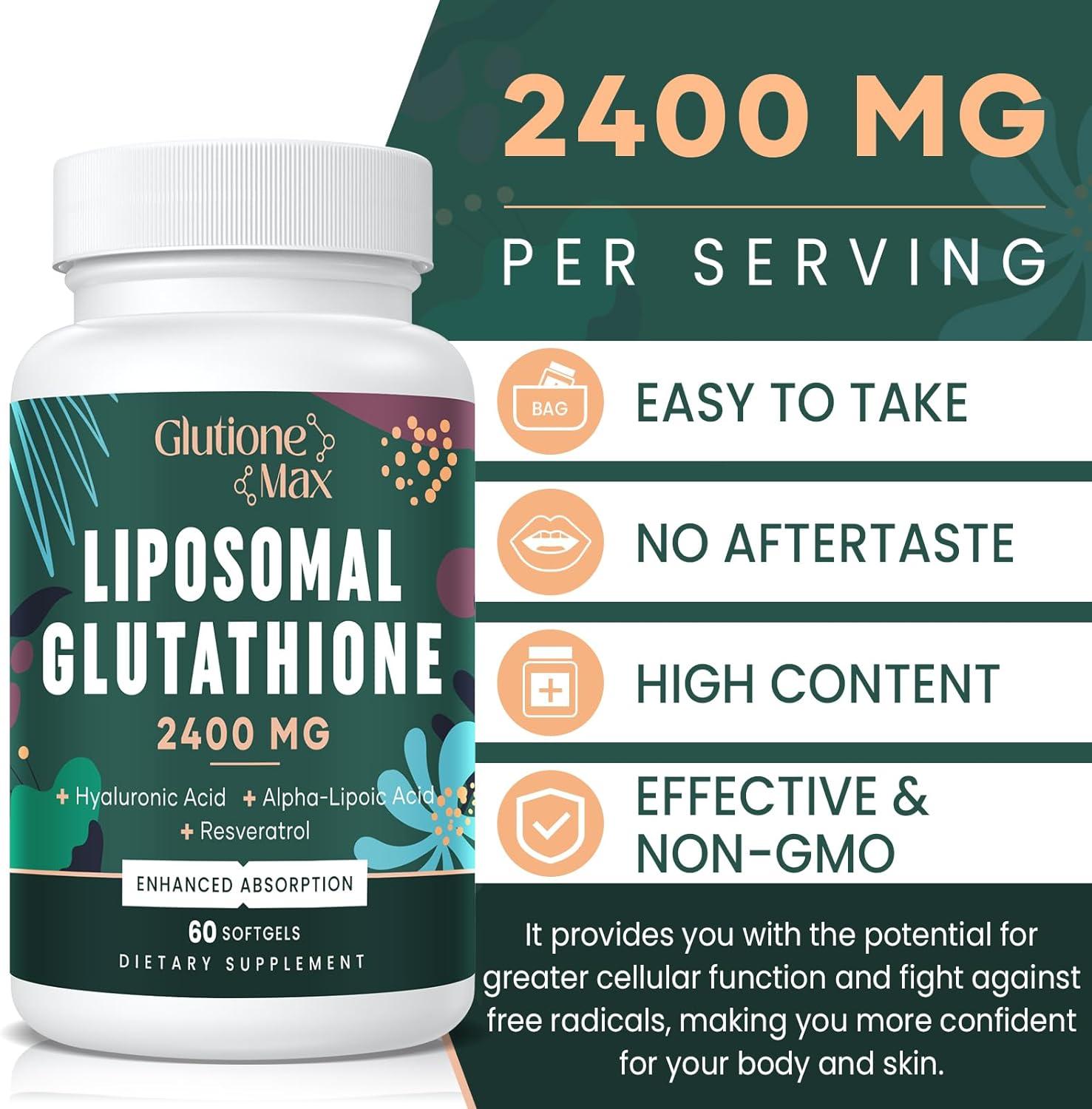 glutathione 2400mg Amazon.com: 2400MG Liposomal Glutathione, with Vitamin C, Milk Thistle &  Alpha-Lipoic Acid, Master Antioxidants, Pure Reduced L-Glutathione