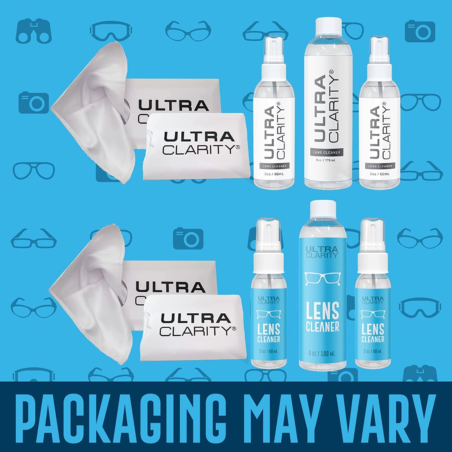 ULTRA CLARITY Eyeglass Lens Cleaning Spray 10oz Value Pack 2 2oz Sprays 6oz Refill 2 Microfiber