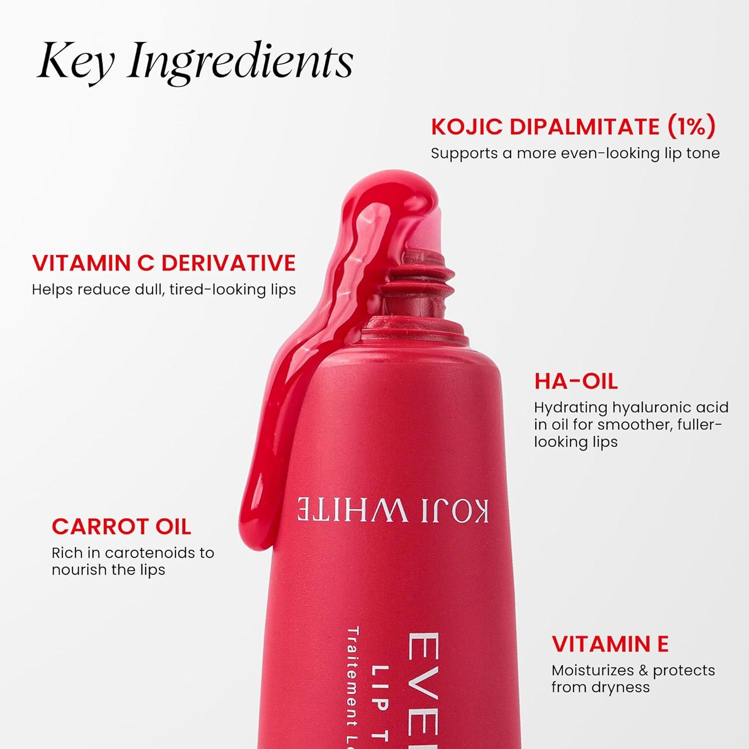 lip balm with kojic acid and vitamin c It contains vitamin C and kojic acid, so you may feel slight tingling after  applying — that’s normal. If you have sensitive lips, better avoid it., Use  it only in your PM routine, and don’t skip a lip