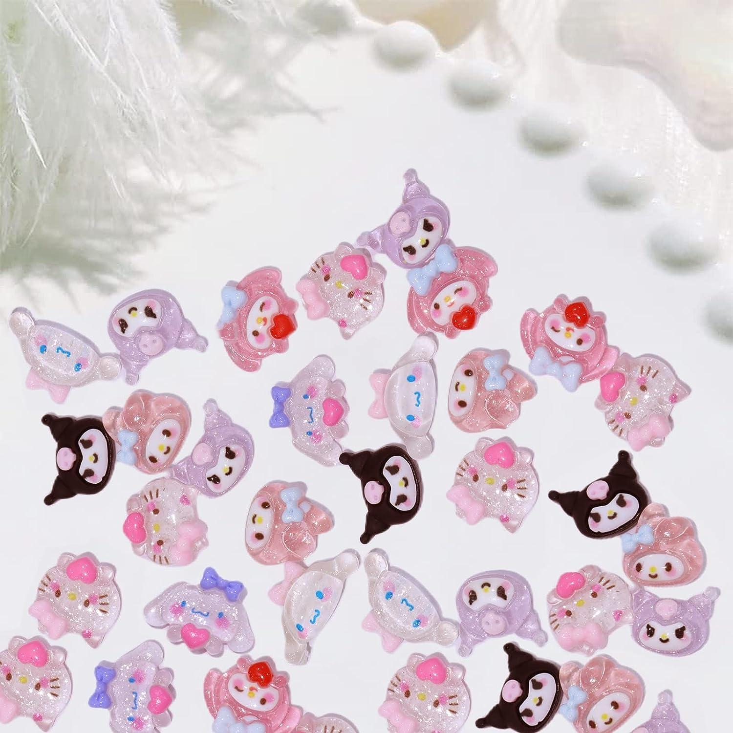 50Pcs Sanrioed Kawaii Melody Kuromi Hello kitty Nail Charm 3D Nail