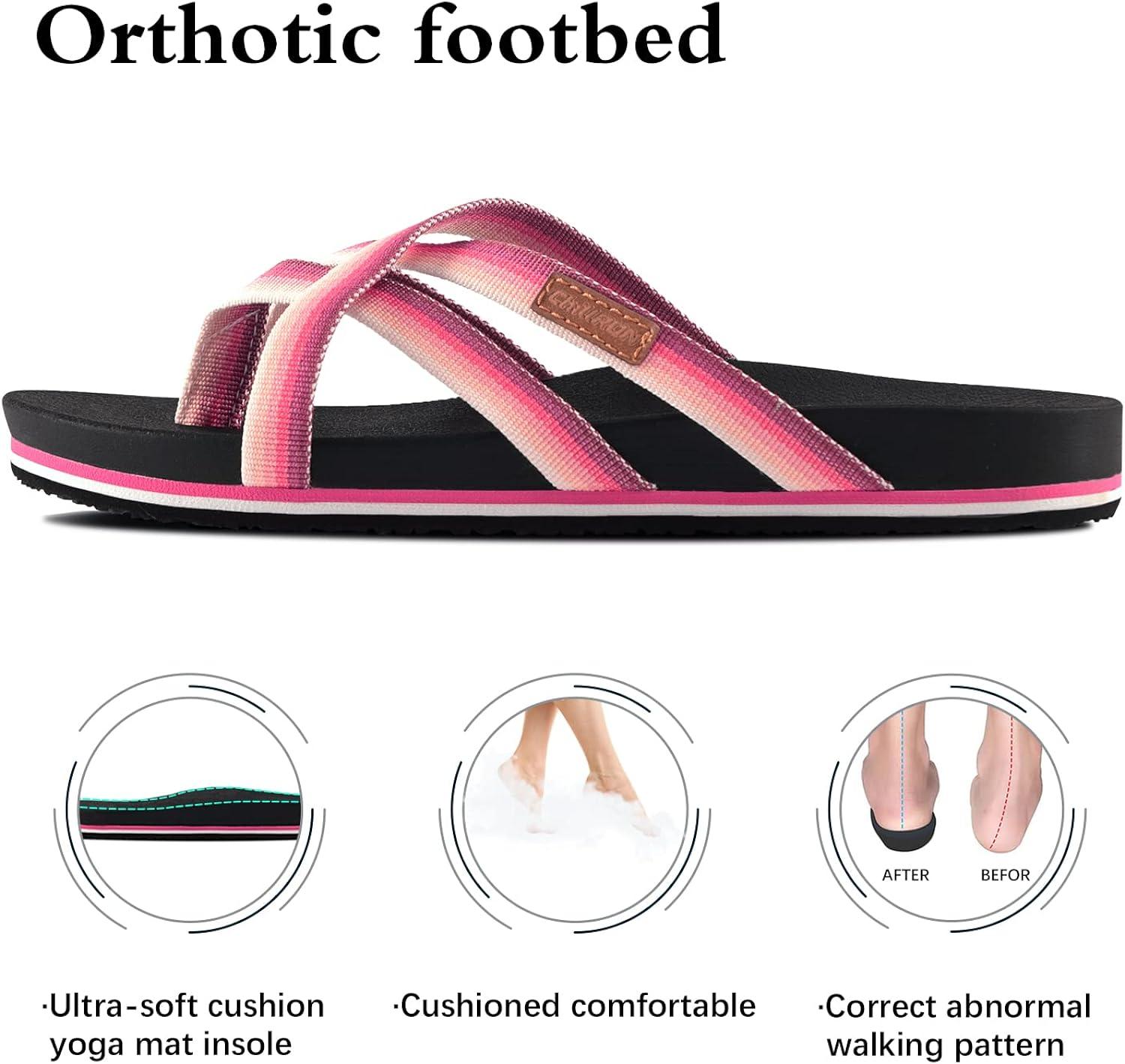 Chillron Women Orthotic Flip Flops Summer Dressy Thong Sandals with Arch  Support Cushion Outdoor Indoor Slip on Durable Rubber Sole 9 Black