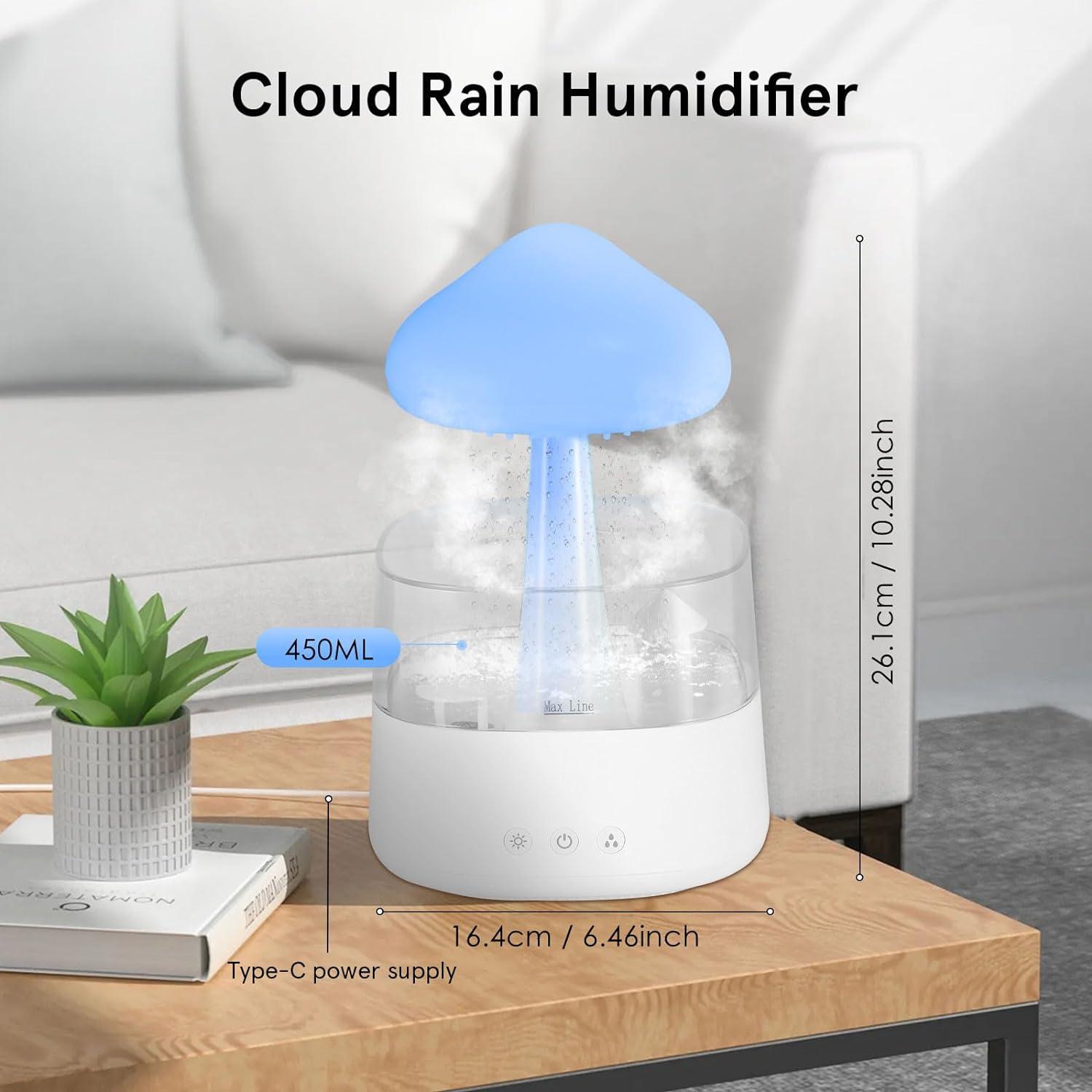 Rain Cloud Humidifier 450ml Cloud Raindrop Humidifiers with 7 Color