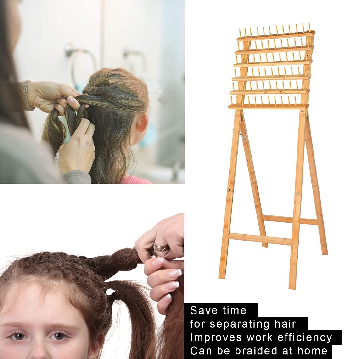 LIVSMON Braiding Hair Rack Bamboo Hair Rack for Braiding Hair Time Saving Hair  Braiding Stand Hair Separator Holder for Hair Braiding (72 Pegs) Single