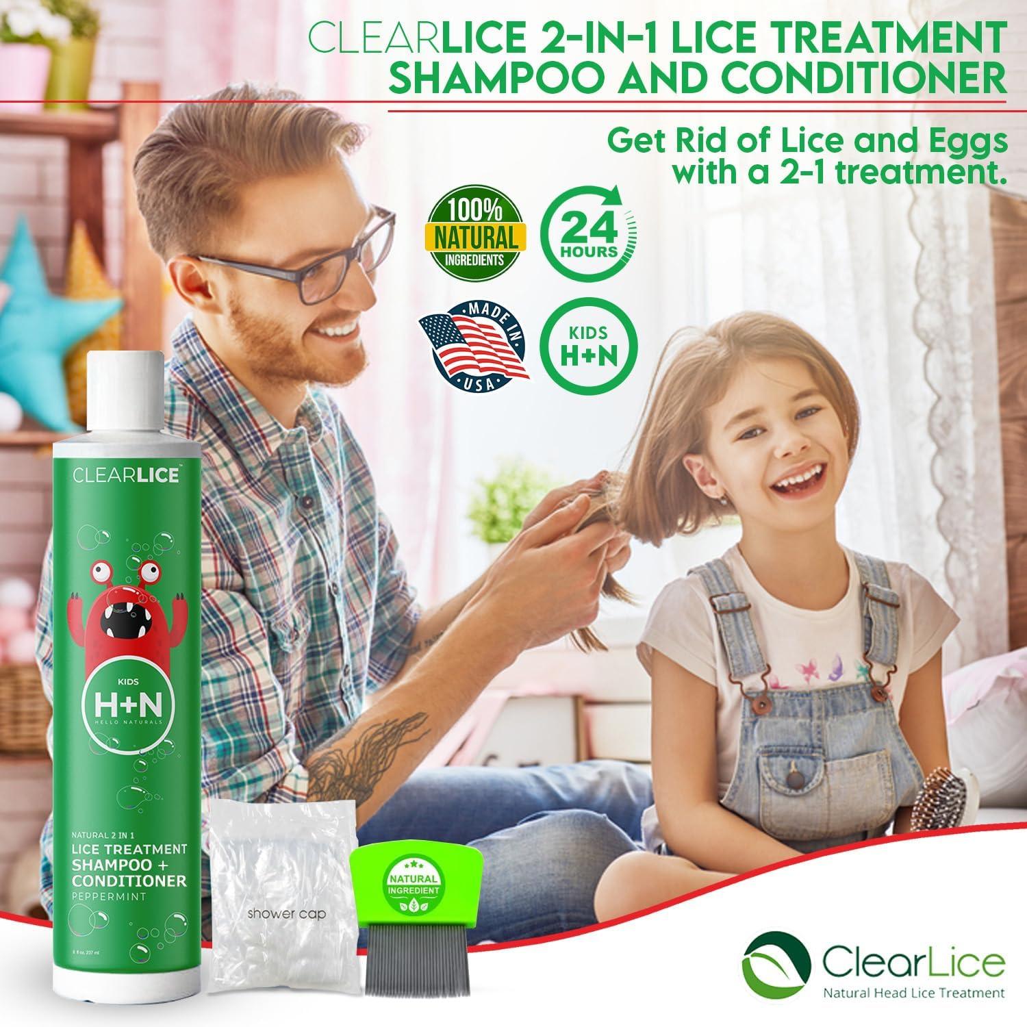 Clearlice 2 in 1 Lice Treatment Shampoo and Conditioner 8 oz