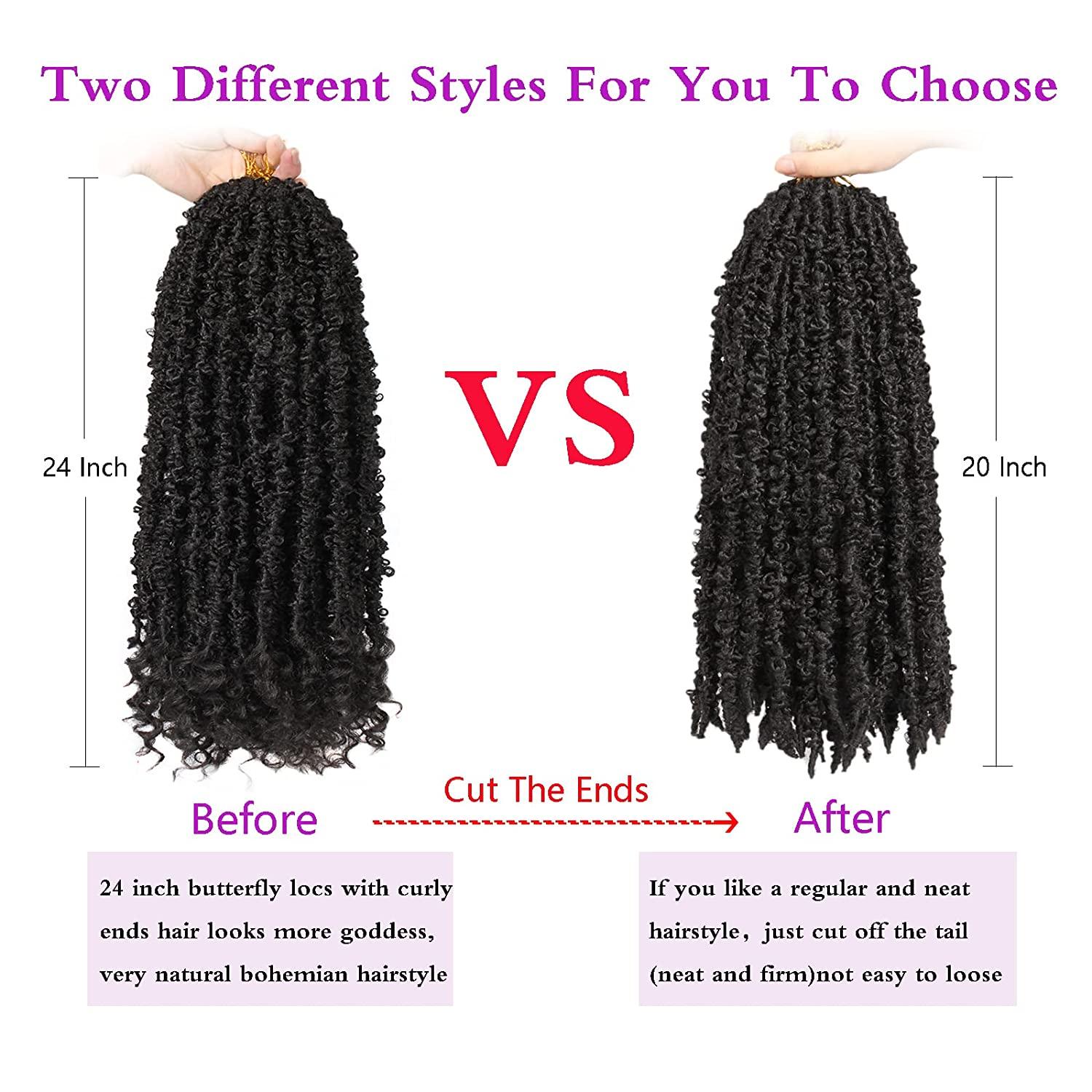 ZRQ Butterfly Locs Crochet Hair 24 Inch 6 Packs, Natural Black