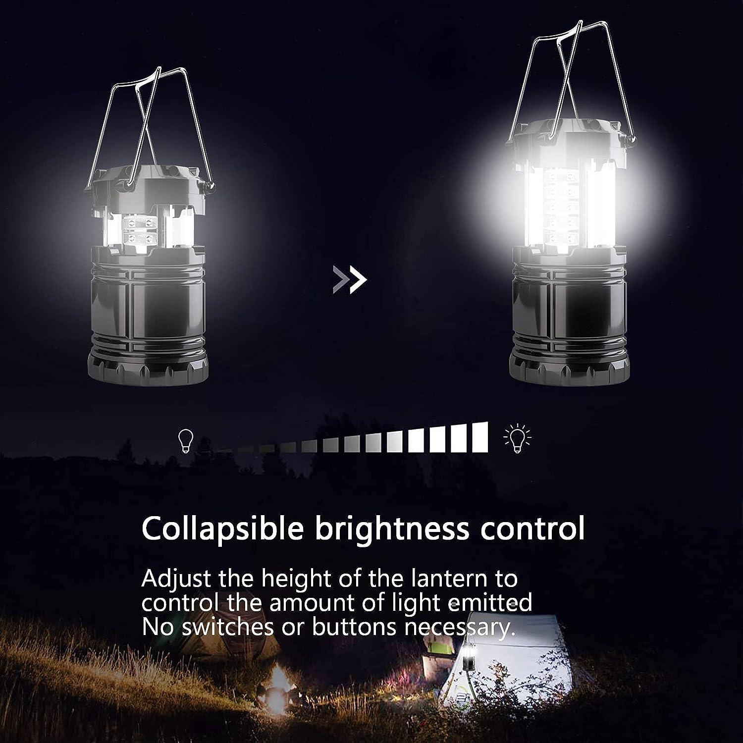 Camping Lantern, 4 Pack Brightness Adjustable LED Camping Lights,  Collapsible IPX4 Waterproof Survival Lanterns for Power Outages, Home  Emergency, Camping, Hiking, Hurricane
