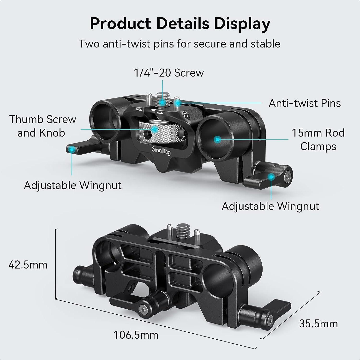 SmallRig 15mm LWS Rod Support for Matte Box Rail System - Anti