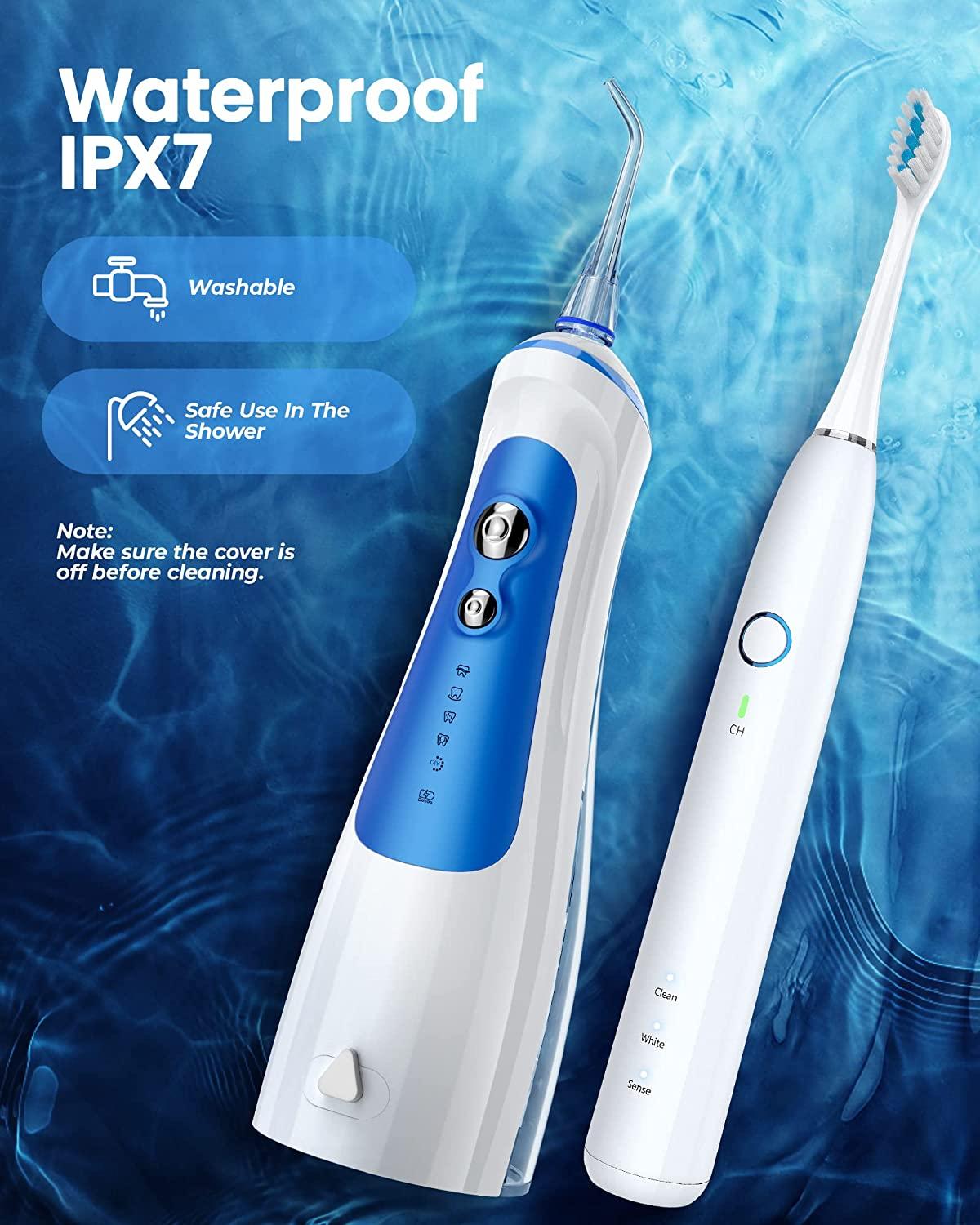Bowling indlysende modvirke Water Flosser with Electric Toothbrush Combo,BAIBB Portable Cordless Dental  Oral Irrigator with 6 Modes & 3 Sonic Modes Toothbrush,4 Jet Tips and 4  Brush Heads,Oral Care Kit for Teeth Cleaning