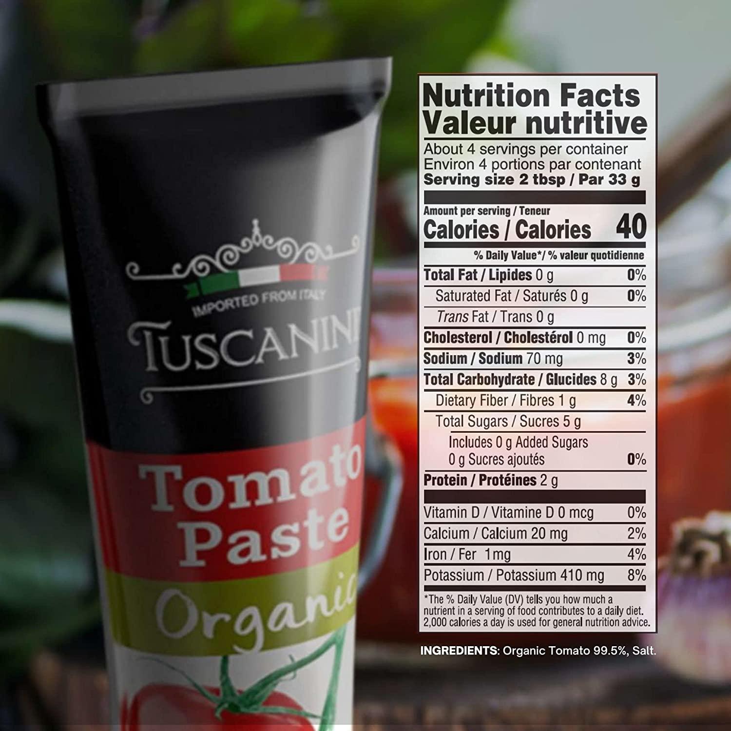 Tuscanini Organic Tomato Paste Tube 4.6oz (2 Pack) Double Concentrate