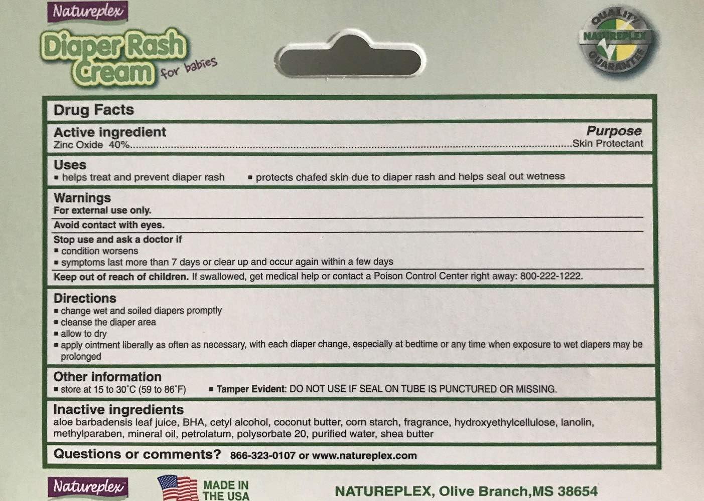 Natureplex Diaper Rash Cream with Zinc Oxide and Aloe 3ct