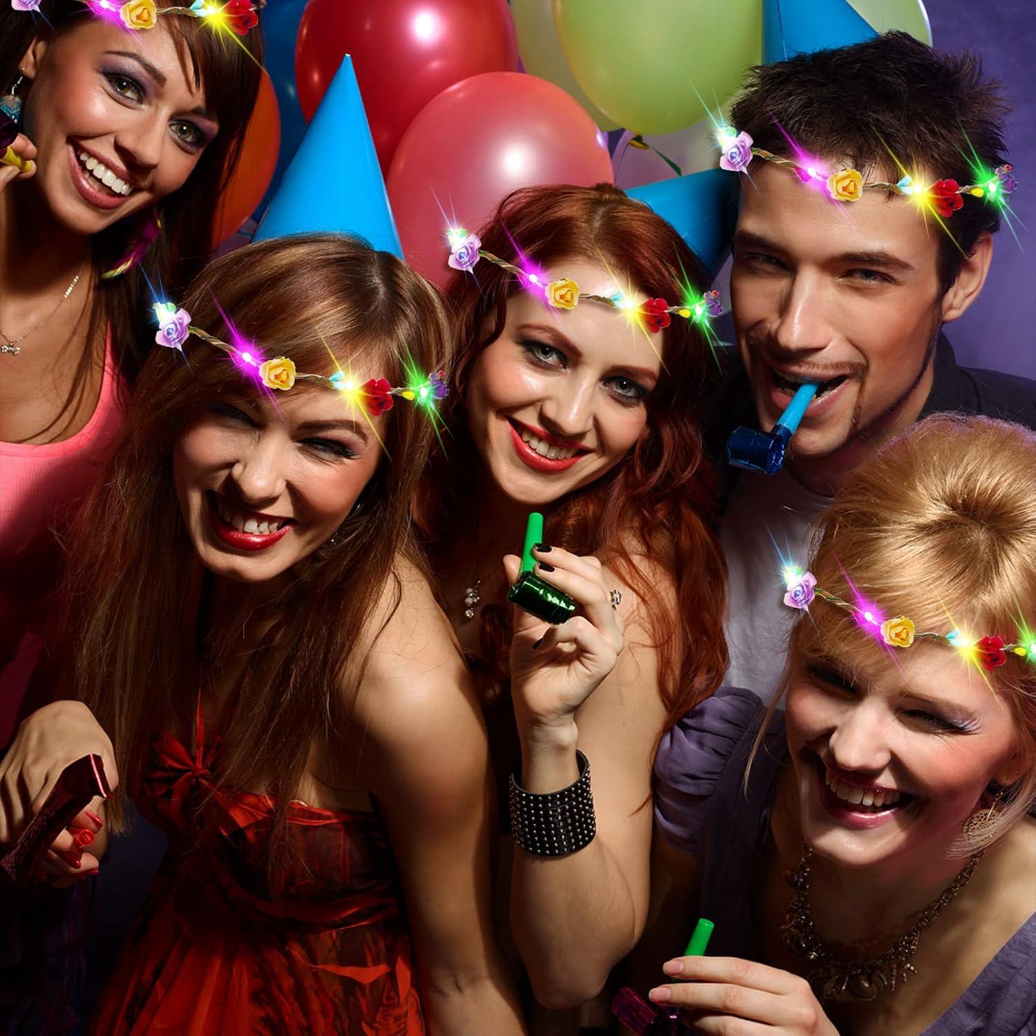 LED Flower Wreath Headband 12pcs Floral Tiara Hair Jewelry for