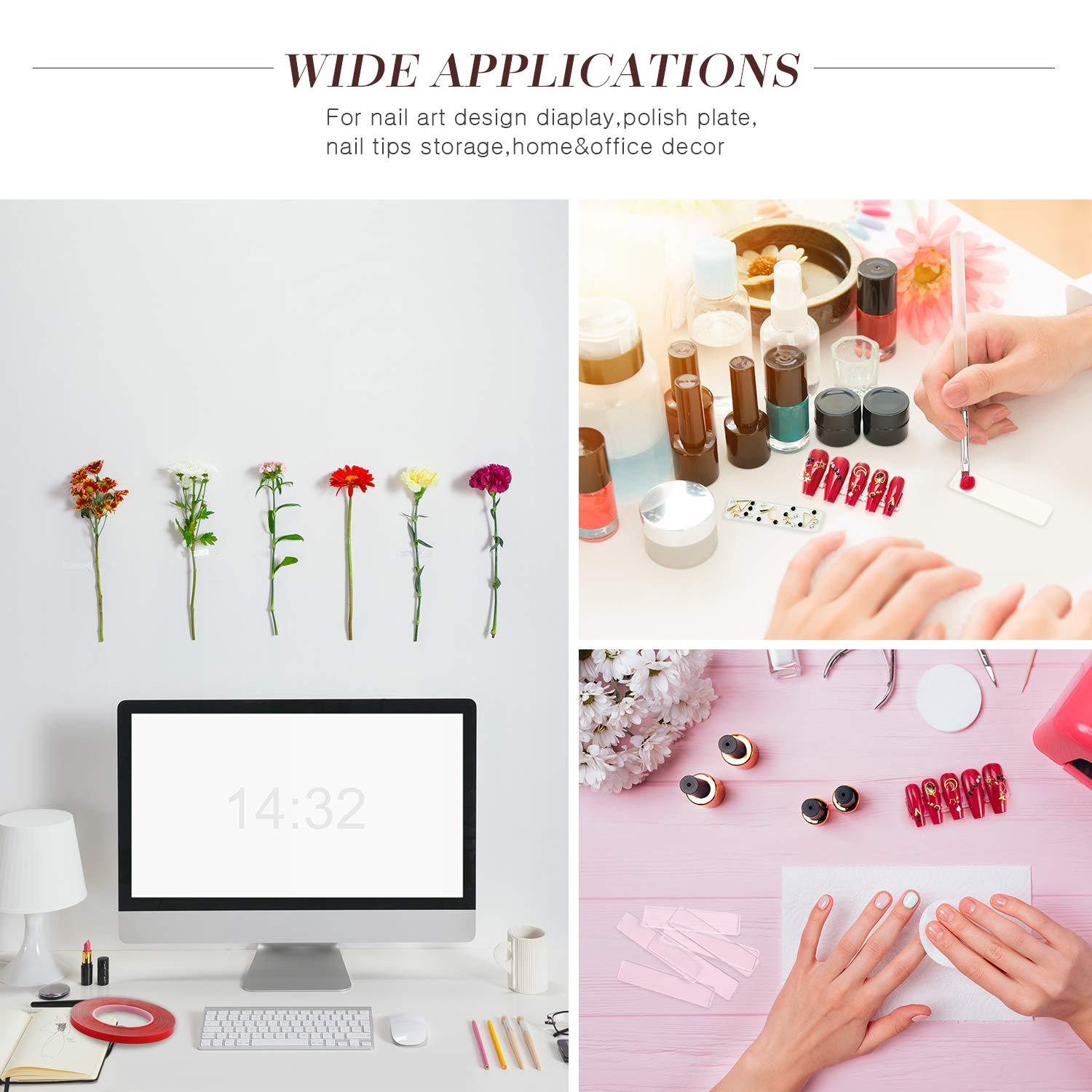 100 Pieces Nail Design Tips Display Stand Holder with 10 M Double Sided