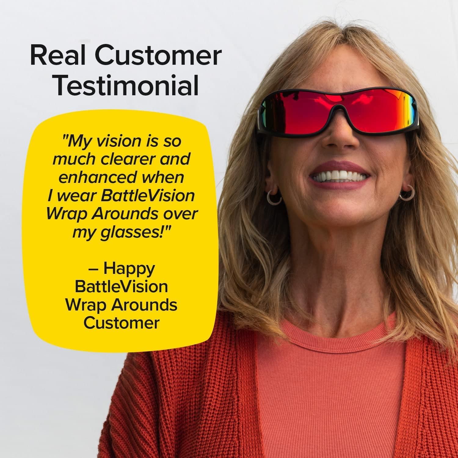 BattleVision Wrap Arounds HD Polarized Sunglasses, As Seen On TV, Fits Over  Your Prescription Eyeglasses and Reading, See Clearer, Anti-Glare, Protects  Your Eyes by Blocking Blue & UV Rays, Unisex