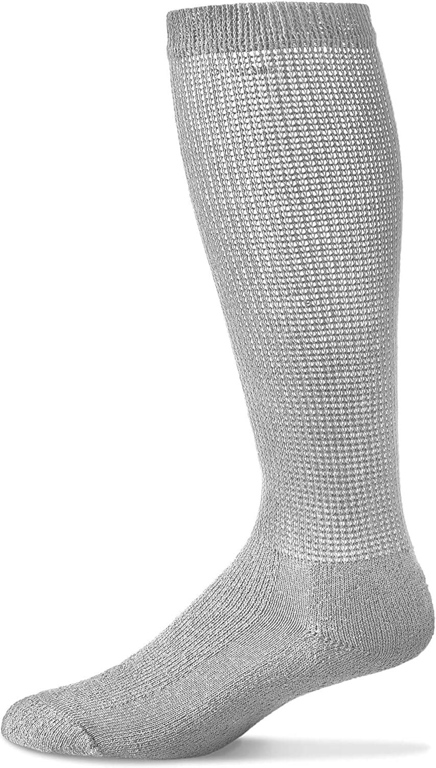 MDR Diabetic Over the Calf Length Crew Socks (12 Pair Pack) Seamless Cotton  Blend Made in USA (Gray 10-13) 10-13 Gray