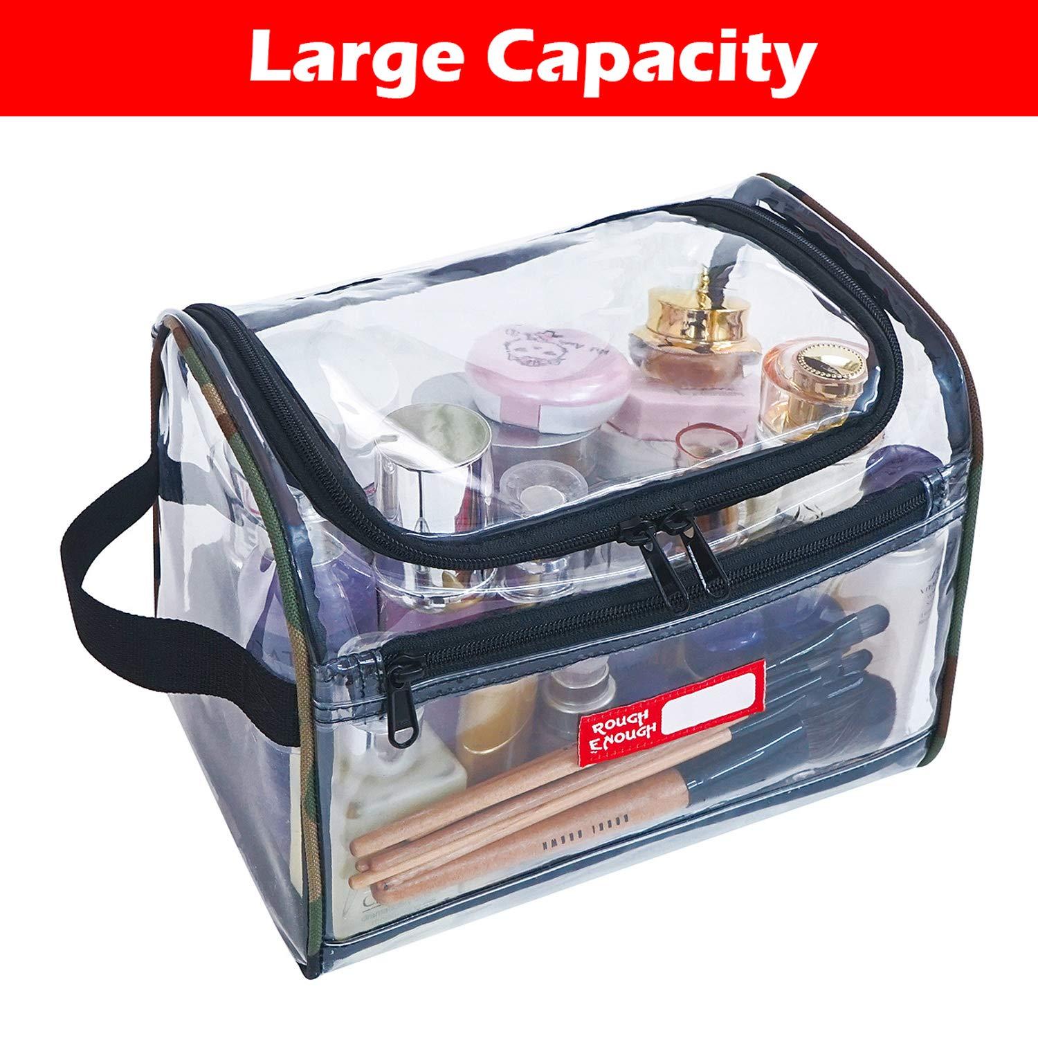 Rough Enough Large Clear Makeup Bag Organizer Travel Toiletry Cosmetic Bag  Medicine Case Box Set Zipper Pouch with Zip for Travel Accessories  Essentials Airport Nail Camo Piping