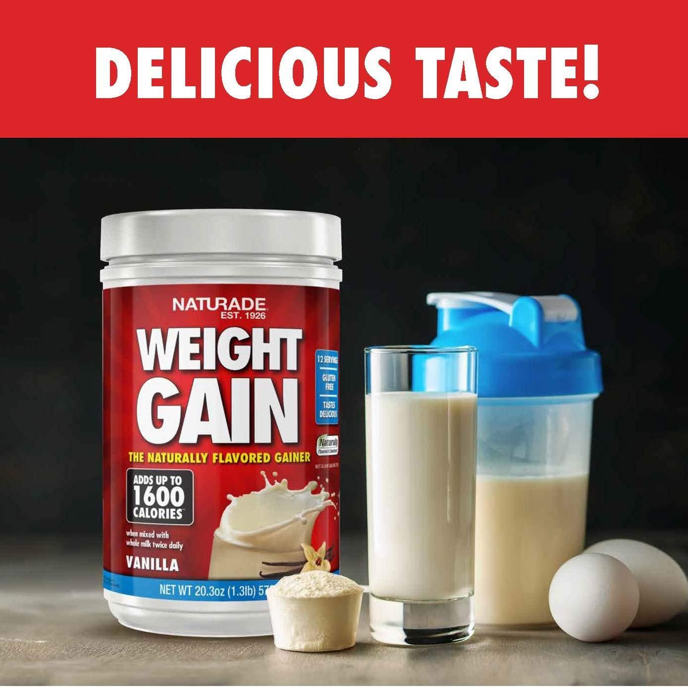 Naturade Weight Gain Instant Nutrition Drink Mix Vanilla 20.3 oz Protein Boost for Healthy