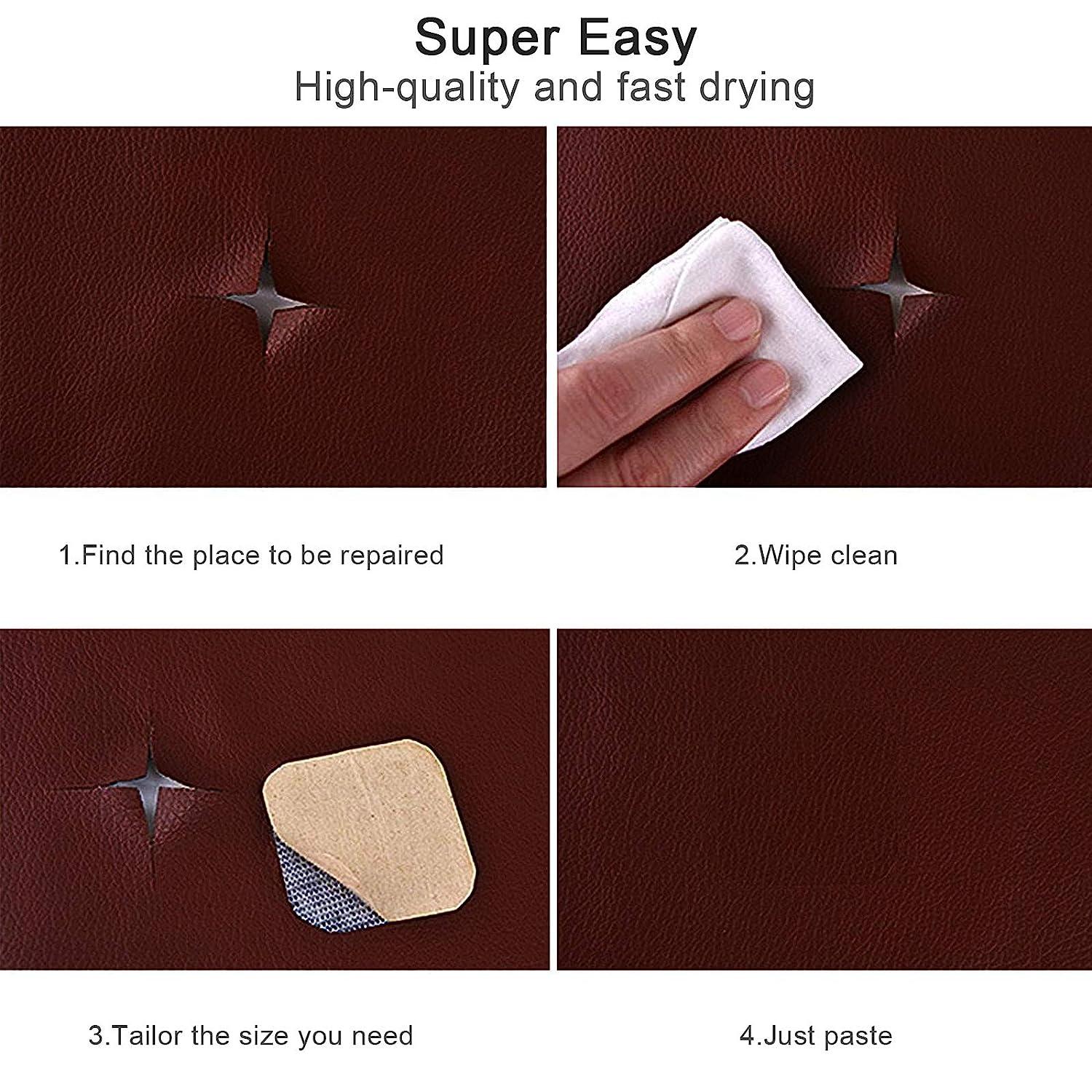Leather Repair Tape Self-Adhesive Patch for Couch Furniture Sofas Car Seats  Advanced PU Vinyl Leather Repair Kit (Dark Brown 17X79 inch) Dark Brown  17X79IN
