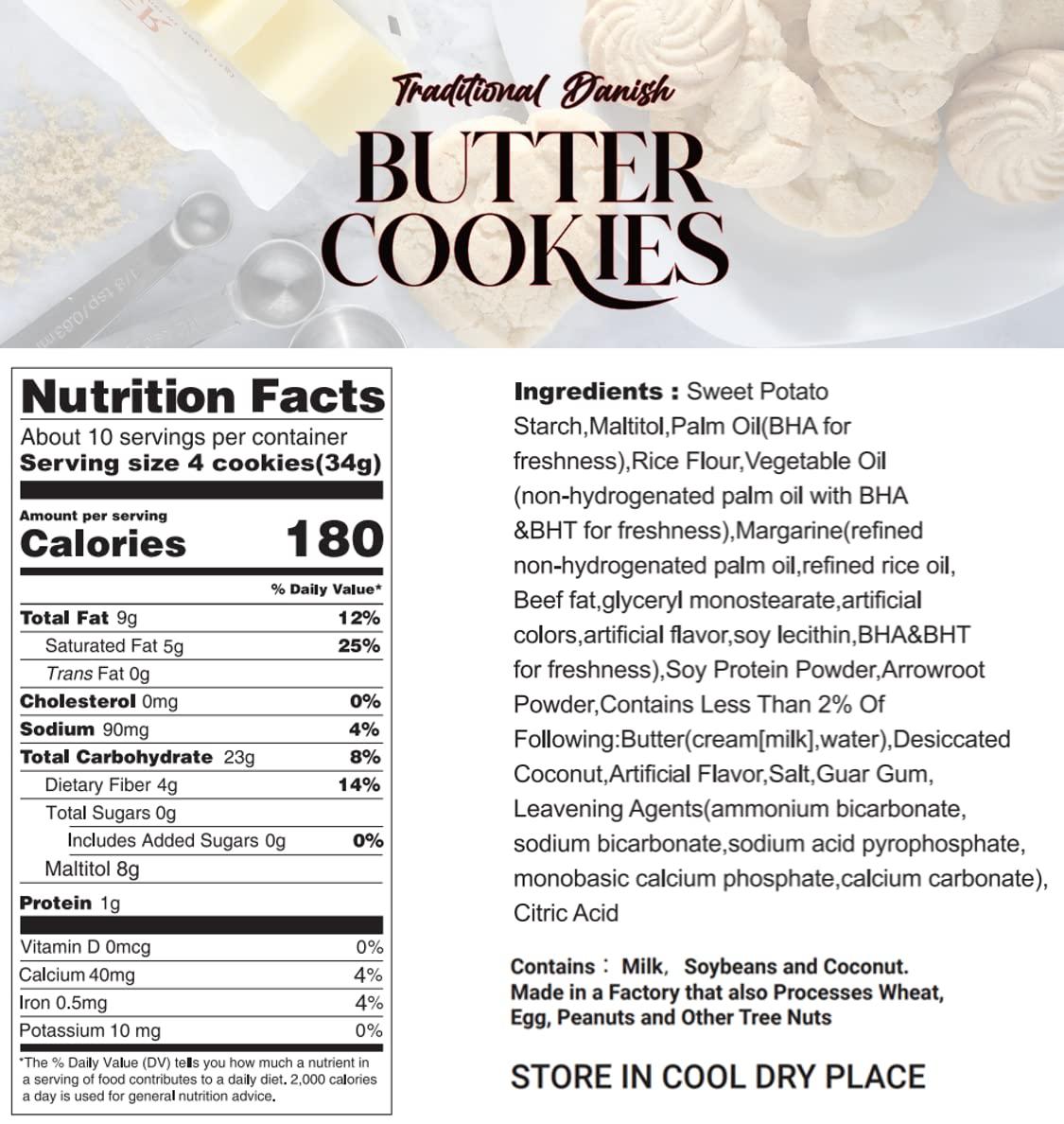Gluten Free Sugar Free Butter Cookies Variety Tin 36 Count