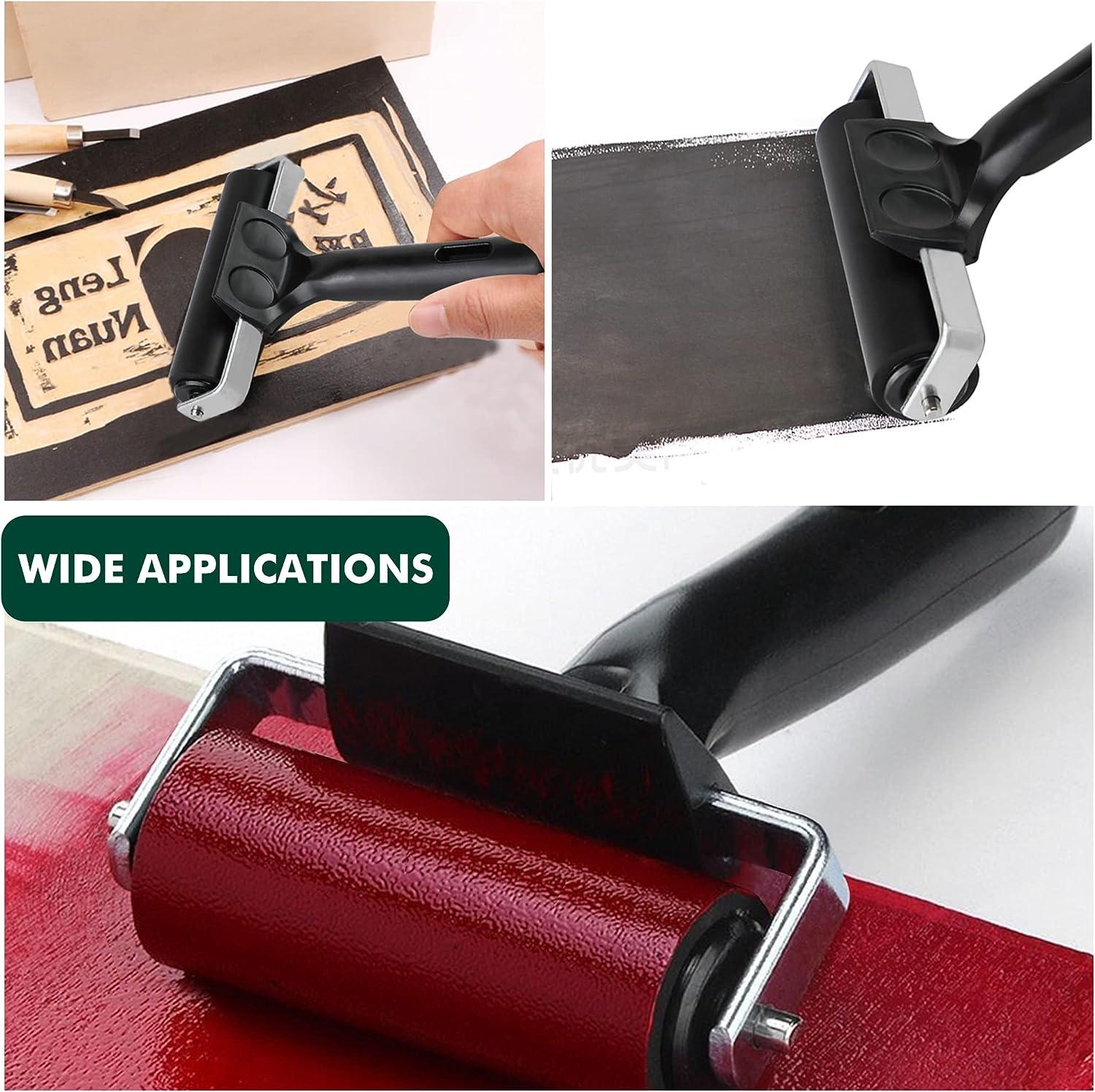 Lydia's Deal 4Inch Black Rubber Roller Brayer for Printmaking, Crafting, Printing, Inking, and