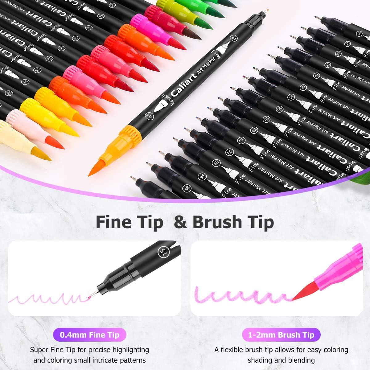 Artwerk 15 Pack Brush Calligraphy Art Pens - Bullet Journal Pen Dual Tip  Pastel Colored Fine Point 0.4 Blending Markers for Beginners, Art Supplies,  Adult Coloring Books