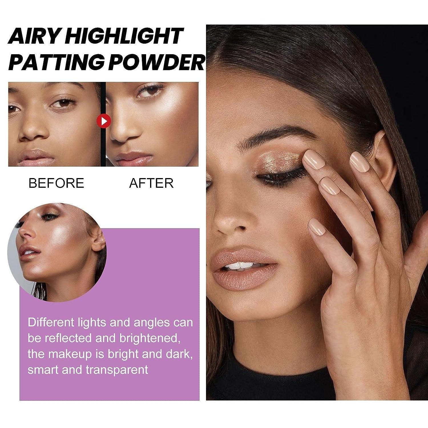 3 Colors Polvo De Hadas Highlighter Makeup Body Glitter Highlighter Powder  Stick Fairy Highlight Patting Powder For Hair Face Eyes Body 3 Pack