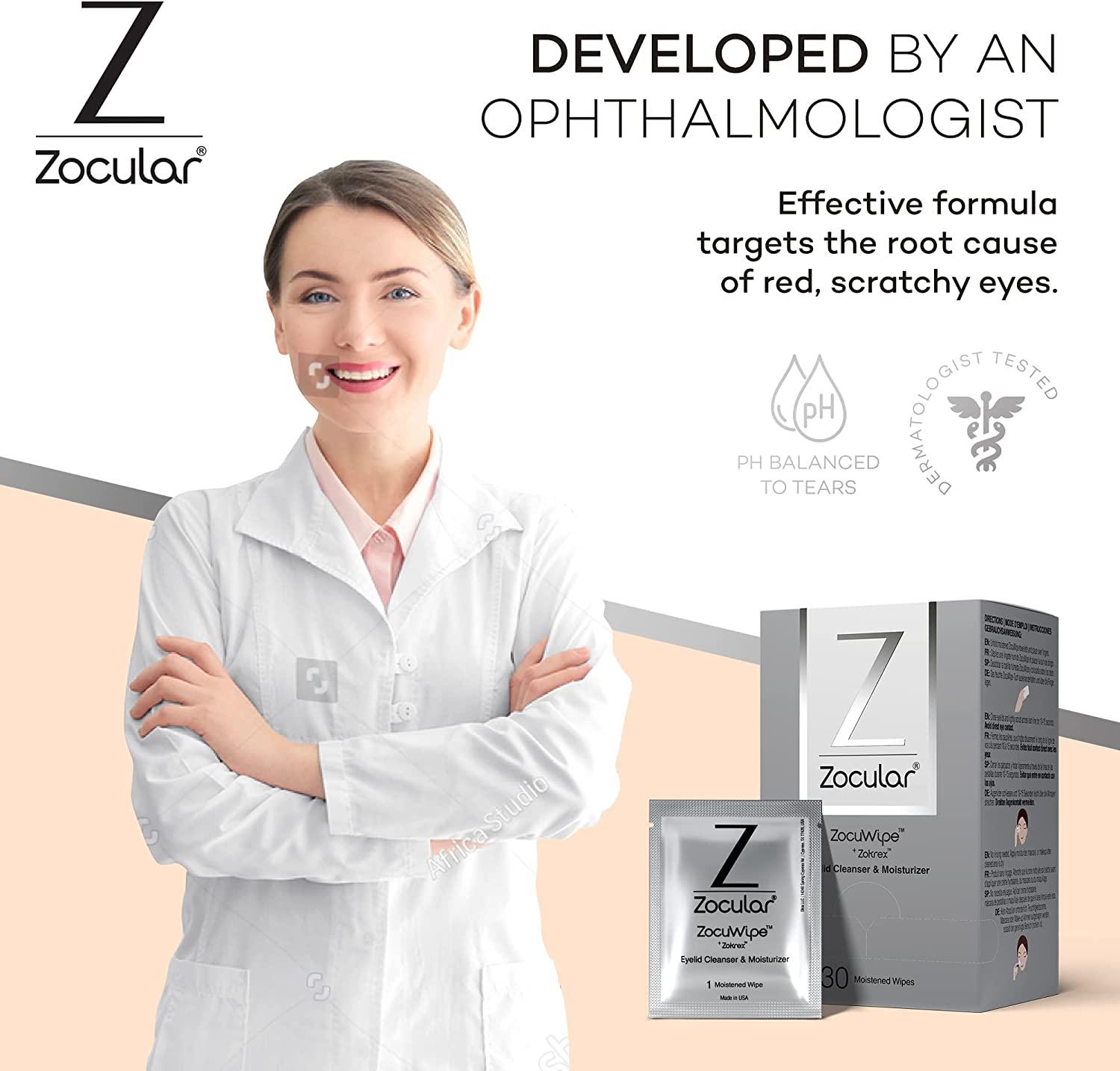 Zocuwipe Eyelid Wipes with Okra Complex Eyelid Cleanser and