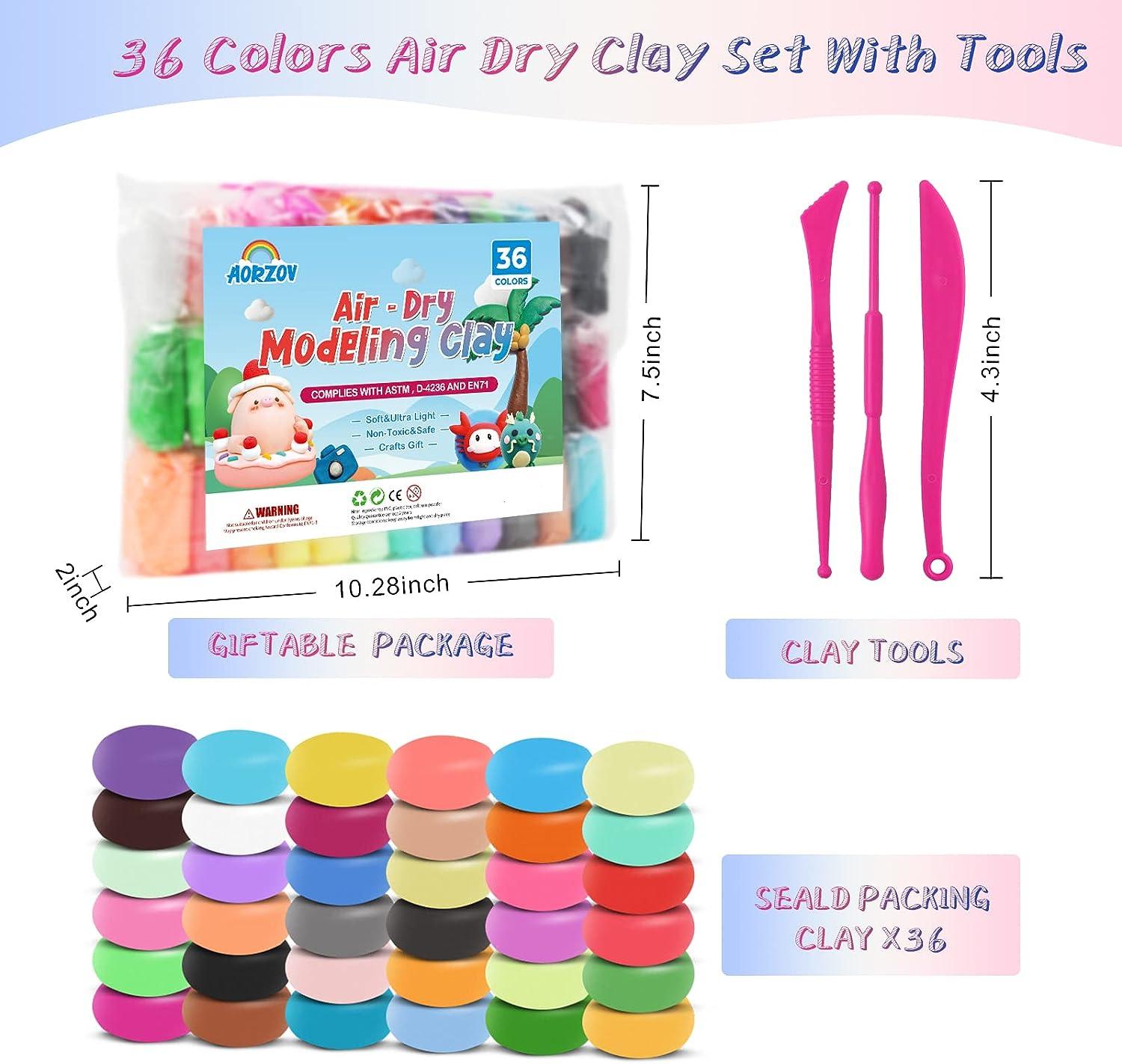  Drawdart Air Dry Clay- 36 Colors Modeling Clay Kit with 3  Sculpting Tools, Safe & Non-Toxic, Magic Foam Clay for Kids and Adults, DIY  Molding Clay Gift for Boys and Girls 