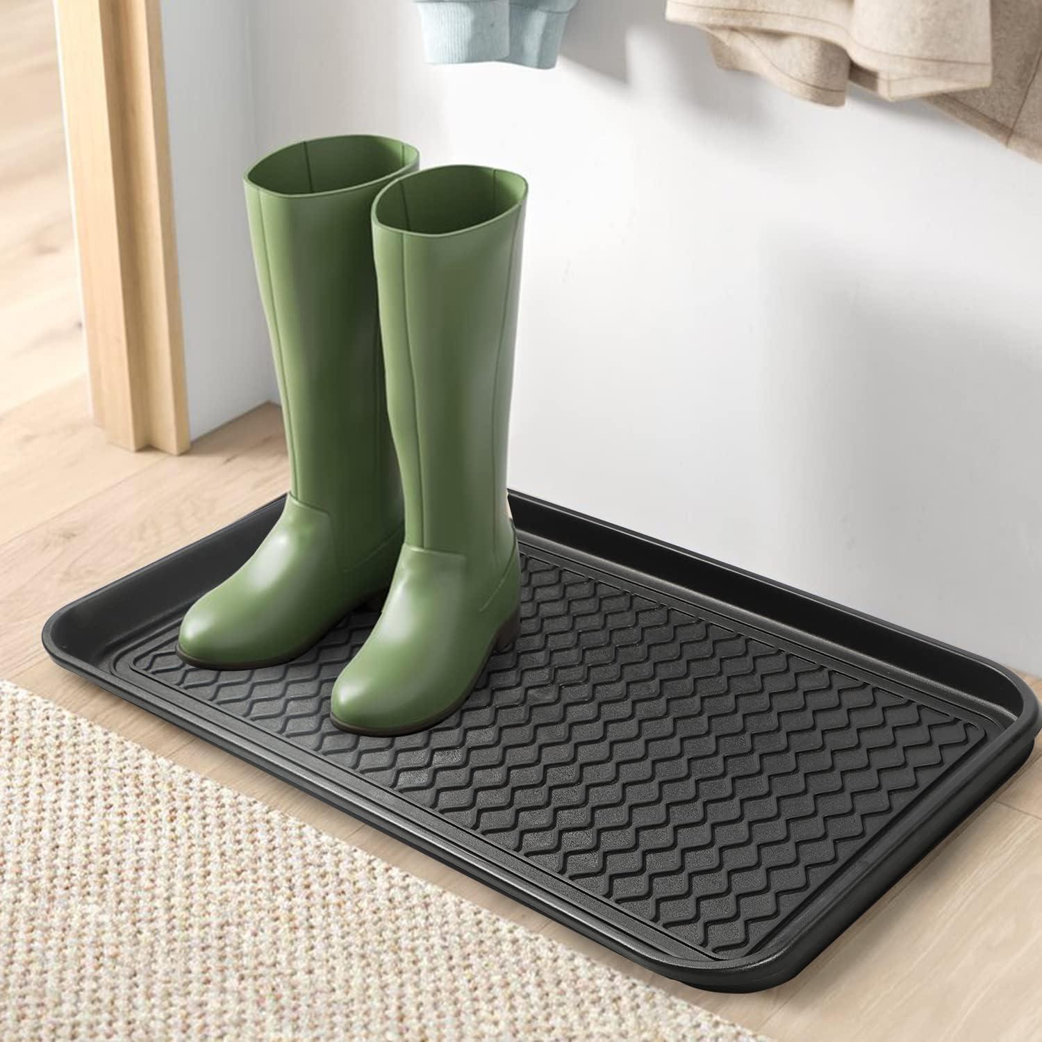 Falflor Boot Trays for Entryway 3 Packs 3015 Functional Heavy Duty Boot Trays Indoor Outdoor Mats Pet Feeding Mat(Black)