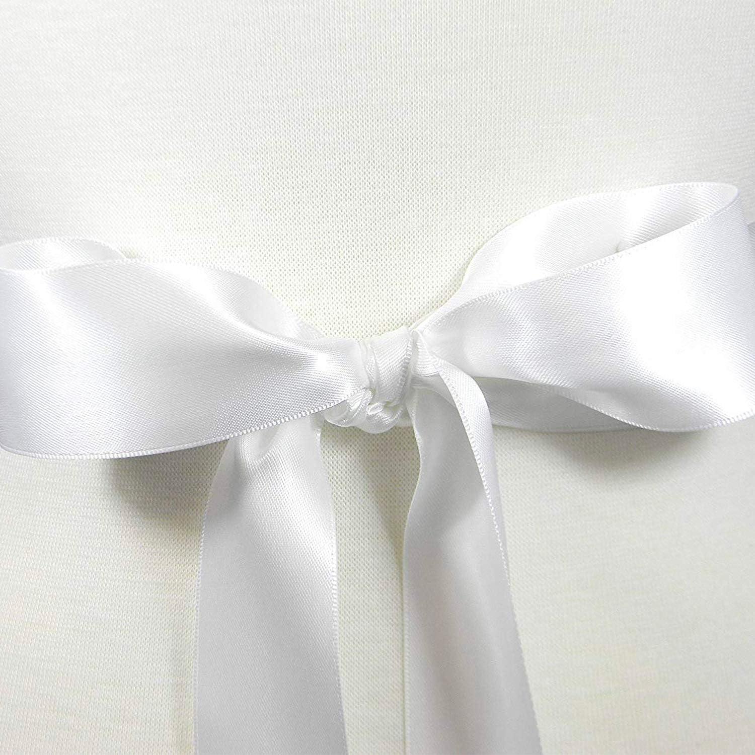 Double Faced Satin Ribbon 1.5 Inch White Ribbon 25 Yard Silk Fabric Ribbon  Perfect for Gift Wrapping Wedding Decoration Bow Making DIY Crafts (1-1/2