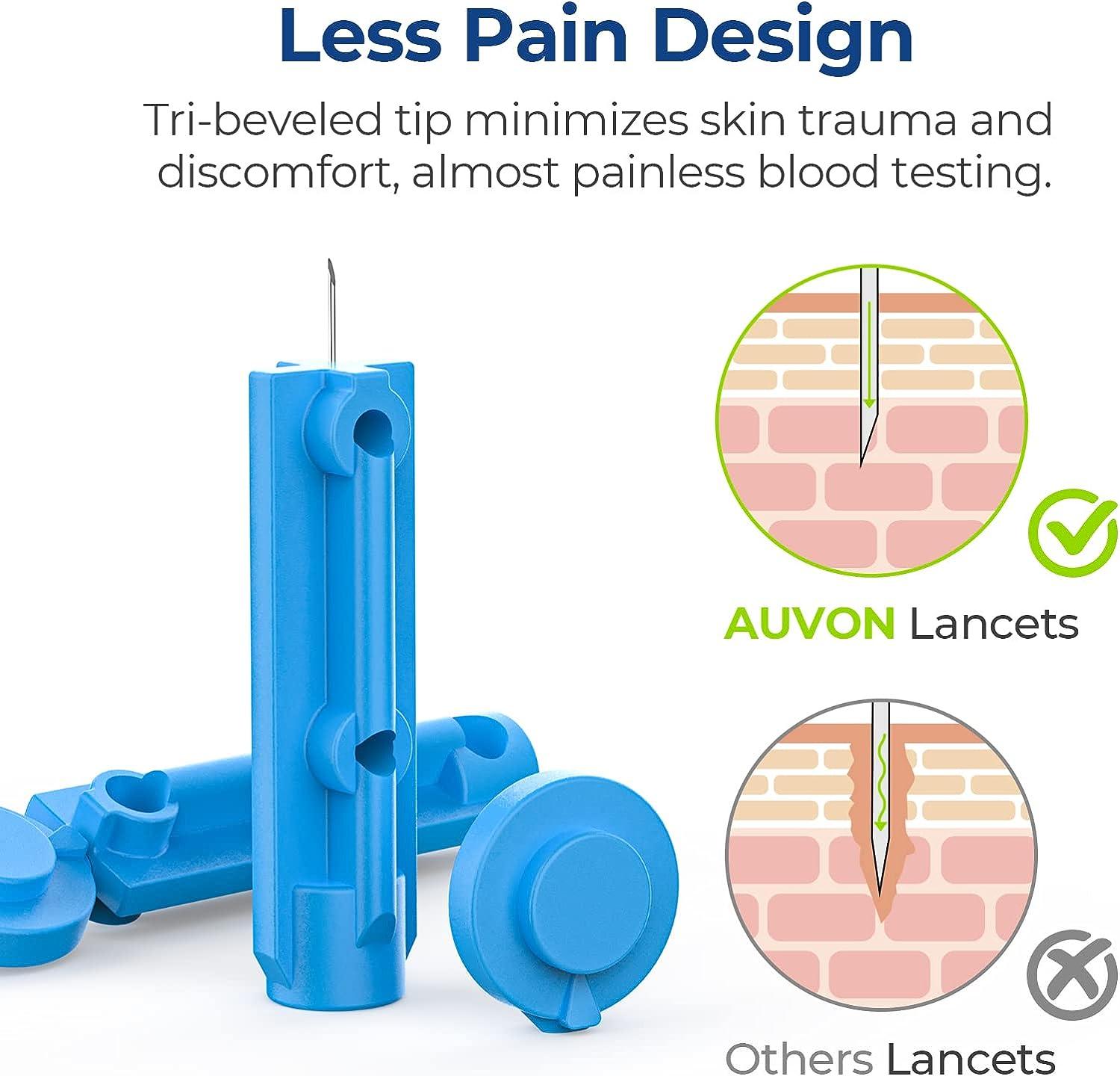 AUVON Lancets for Diabetes Blood Glucose Testing, 28G 100 Count