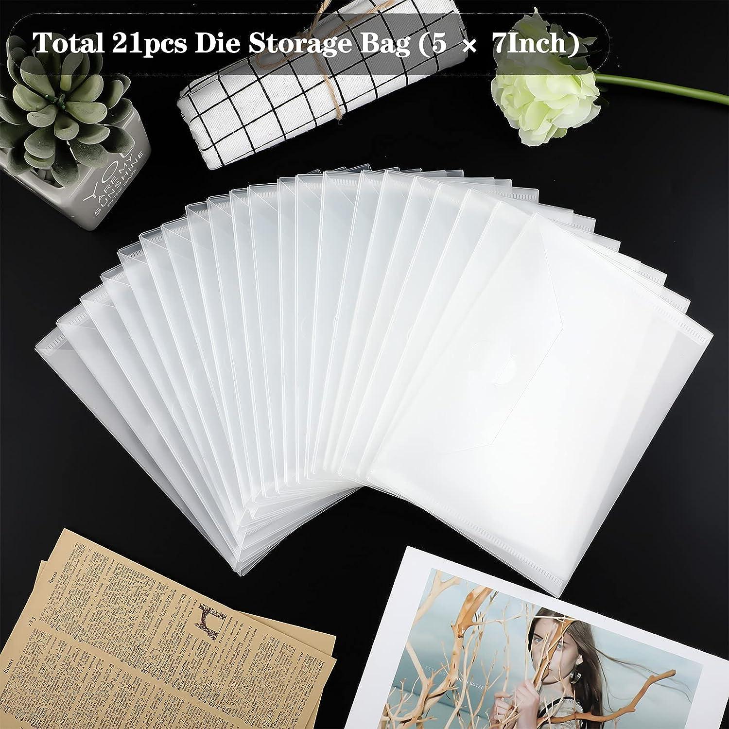 21 Pieces Clear Stamp and Die Storage Pockets Die Cut Storage Bag  Scrapbooking Storage Die Storage Envelopes for DIY Card Making (5 x 7 Inch)