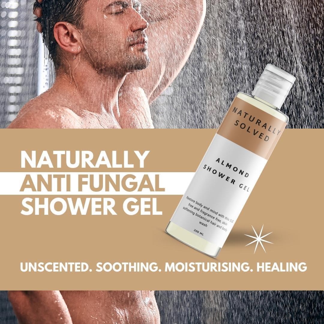 Almond Shower Gel (200ml) by Naturally Solved Anti Fungal Body Wash