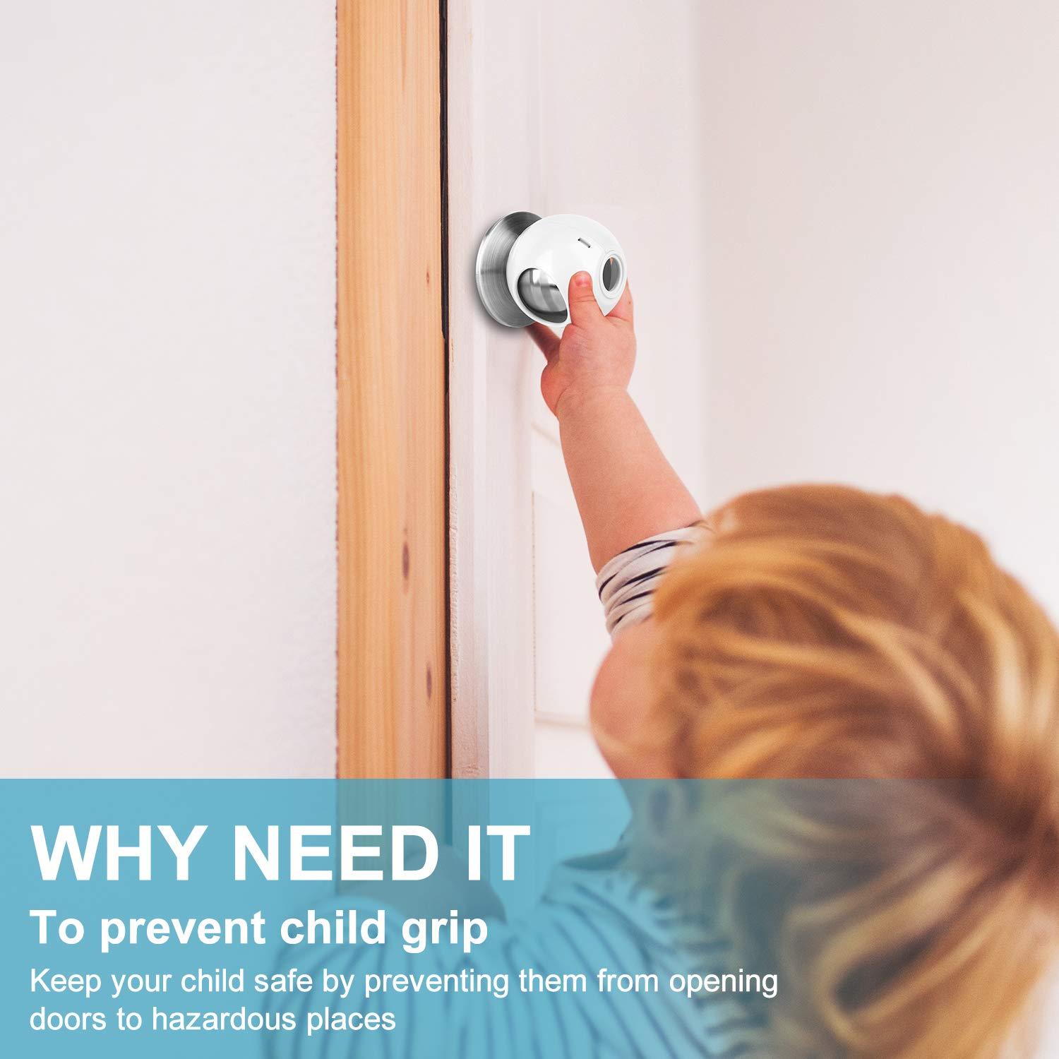 Baby Proofing Door Lever Handle Lock - Pack of 4, White