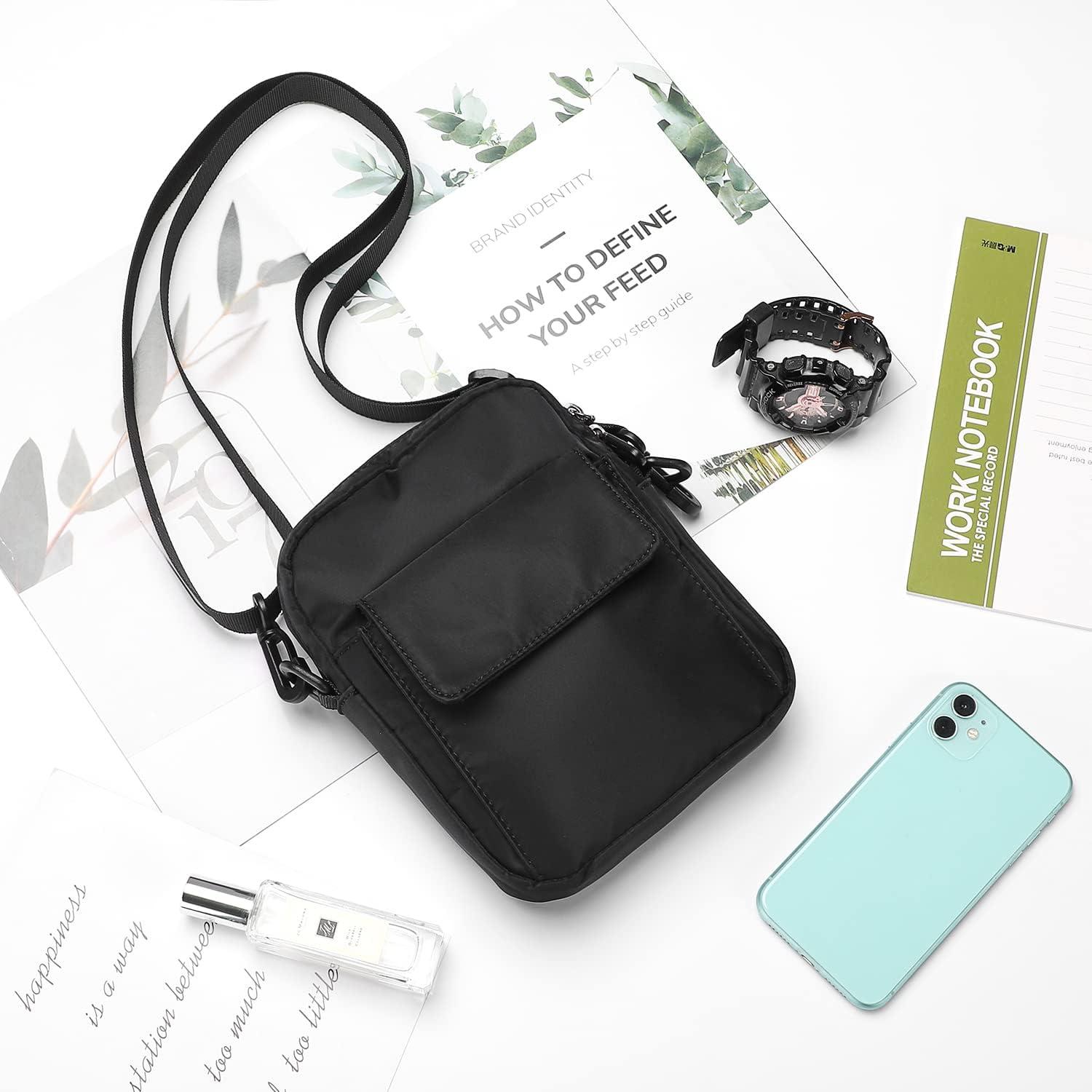 Small Crossbody Bags for Women, Black Waterproof Cell Phone Crossbody  Wallet Purse Handbags Mens Gym Bags, Detachable Strap Multi Pocket Casual