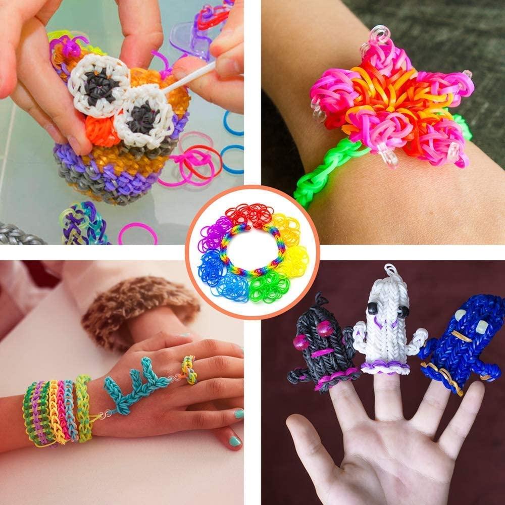 Braccialetti Bambina Kit 2500 Élastiques Bracelet Loom Bands - 32 Couleurs Avec Accessoires Loisir Créatif Enfants