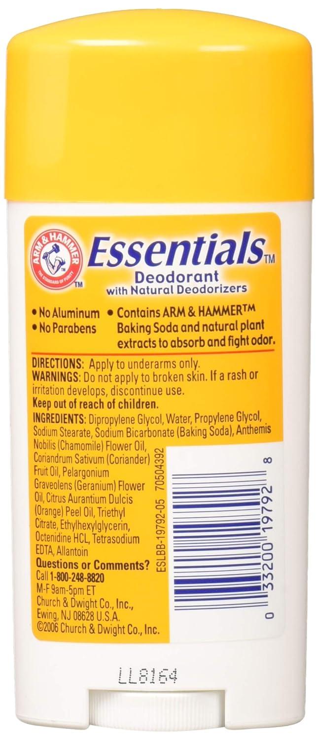 Arm & Hammer Essentials Natural Solid Deodorant Unscented 2.5 Ounce
