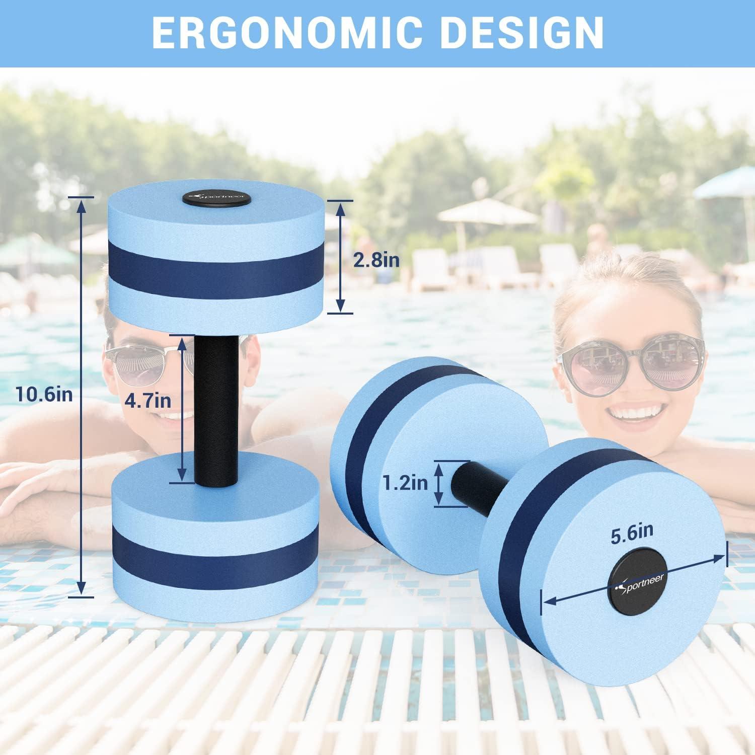 Sportneer Water Weights Aquatic Exercise Dumbbells Set Blue EVA Foam Pool Workout Barbells for Aqua Fitness Aerobics