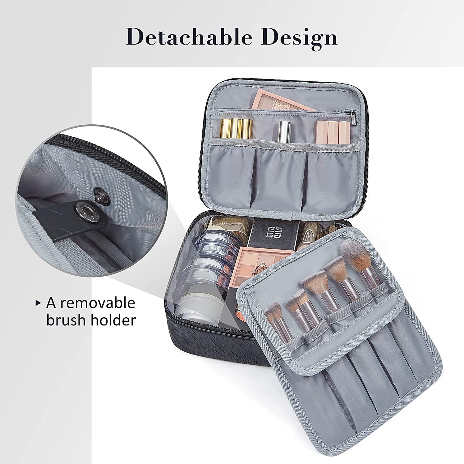 ECOSUSI Women's Leather Makeup Bag | Large Travel Toiletry Organizer with  Brush Pocket | Black Cosmetic Case for Brushes & Accessories | Buy Now with  Express International Delivery | GoSupps.com
