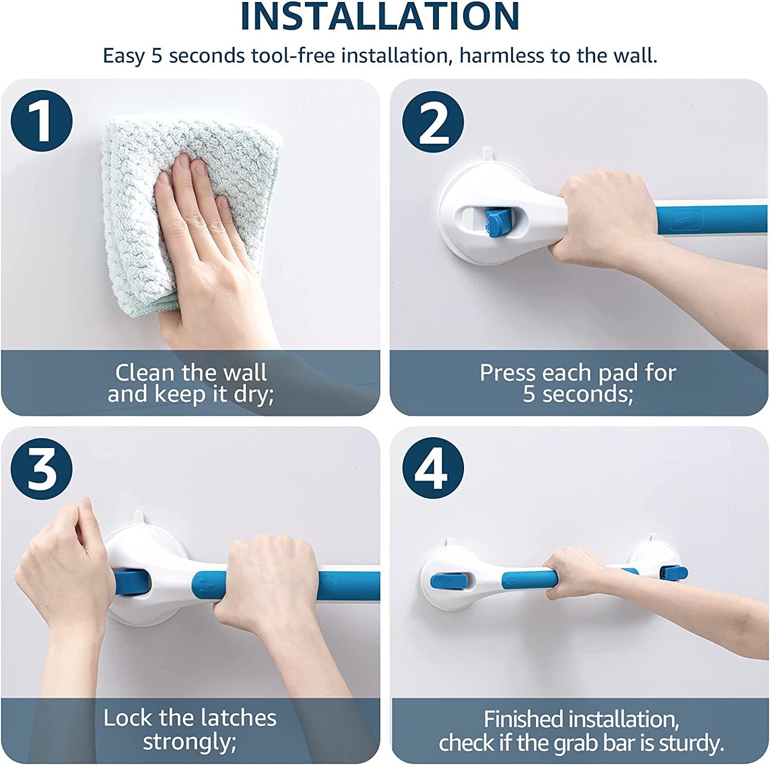 LEVERLOC Grab Bars for Bathtubs and Showers, 17inch Handicap Grab Bars