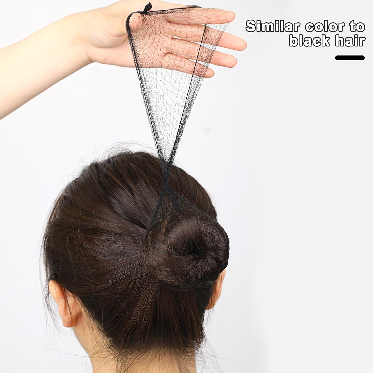 Hair Nets for Buns 20Pcs Hair Bun Nets Black with 20Pcs U Shaped Hair Pins for Buns Hair Bun Net