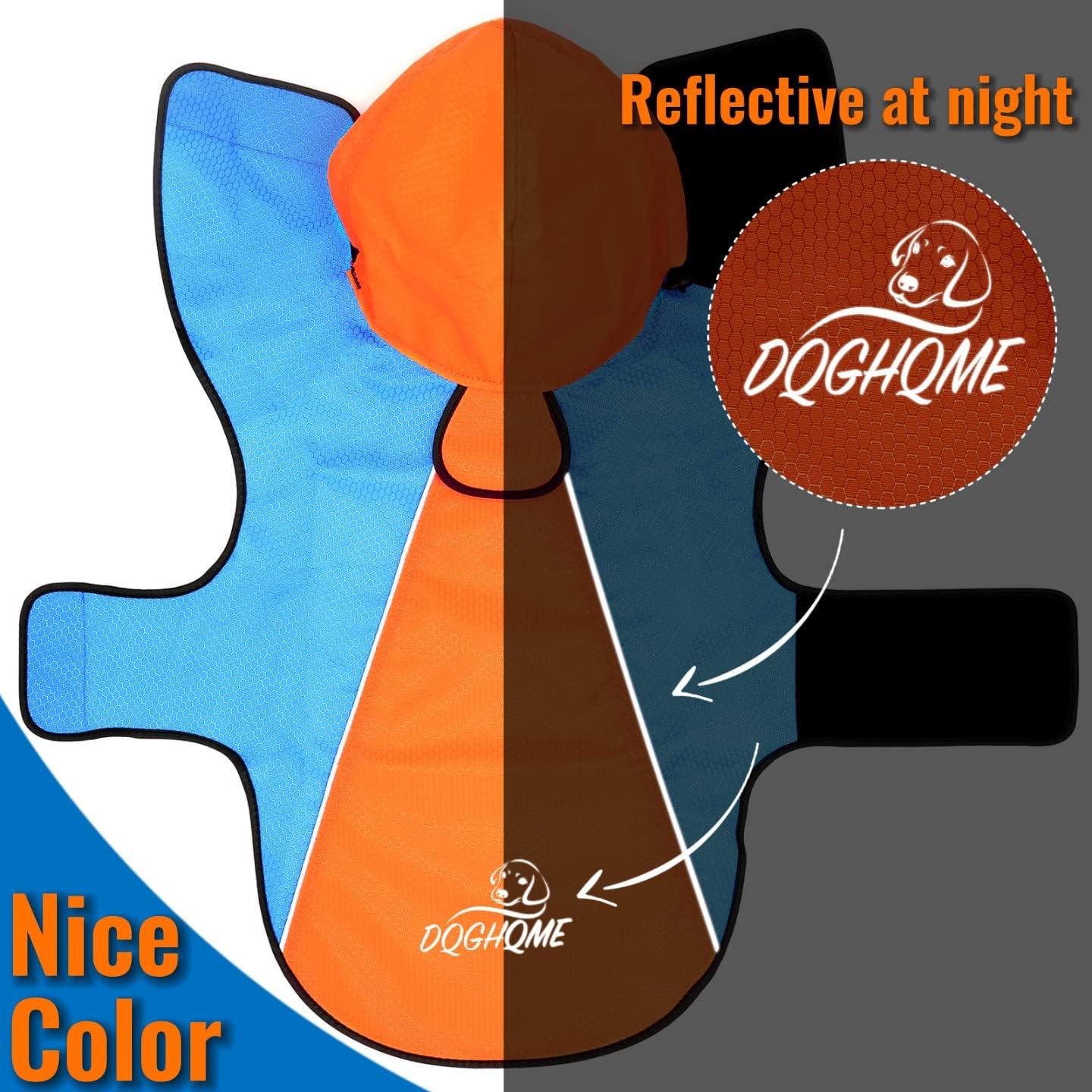 Waterproof Reflective Dog Raincoat for Safety OrangeBlue Large