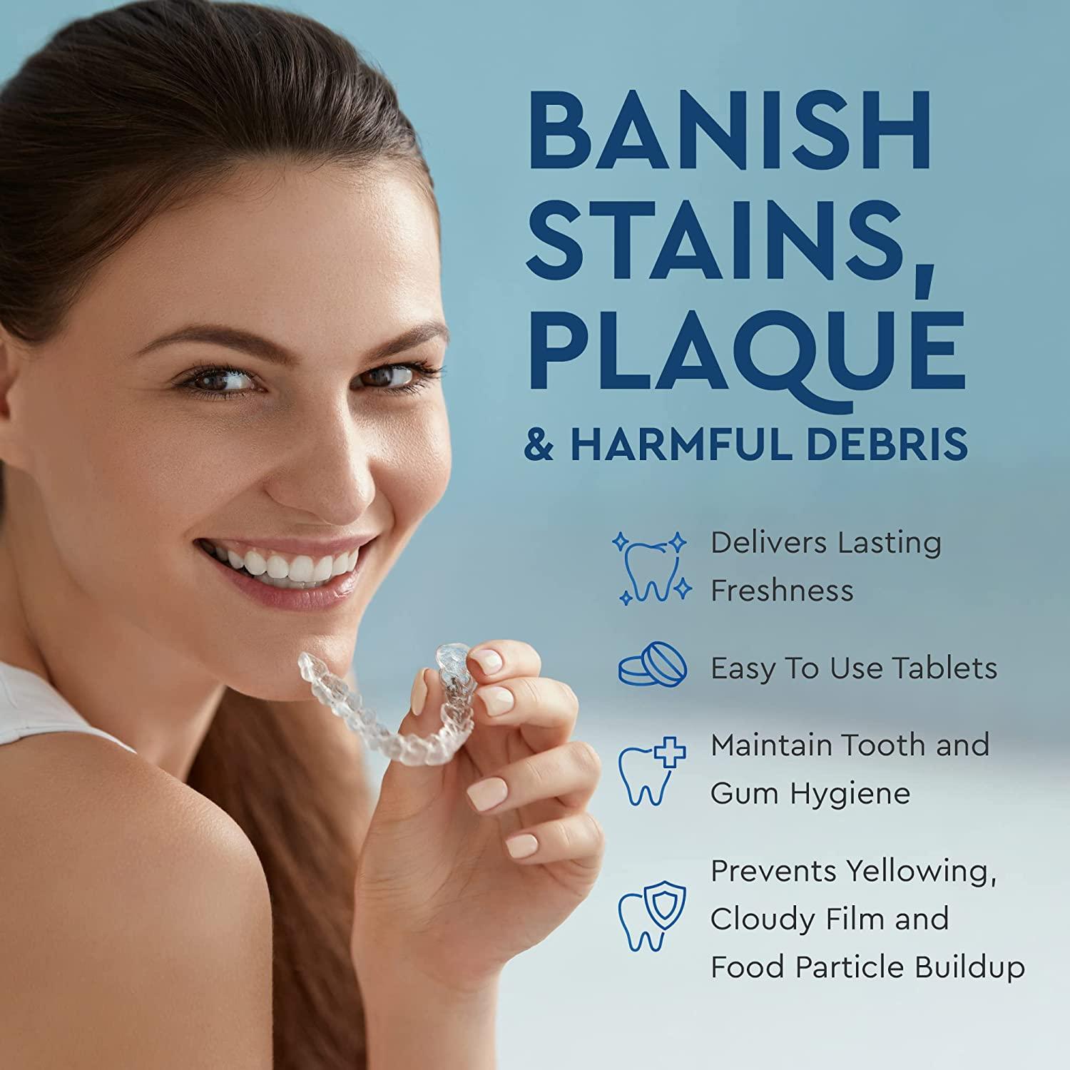 Retainer Cleaner Tablets Denture & Mouth Guard Cleaning Tabs Plaque