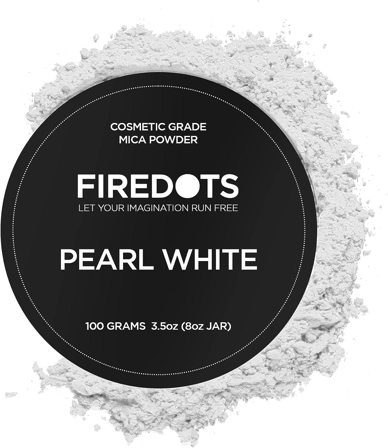 FIREDOTS Pearl White Mica Powder for Epoxy Resin Art Massive 100g Jar Easy  to Mix Epoxy Resin Pigment Powder for Soap Making Candle Making Body Butter  and Lip Gloss White Pigment Powder