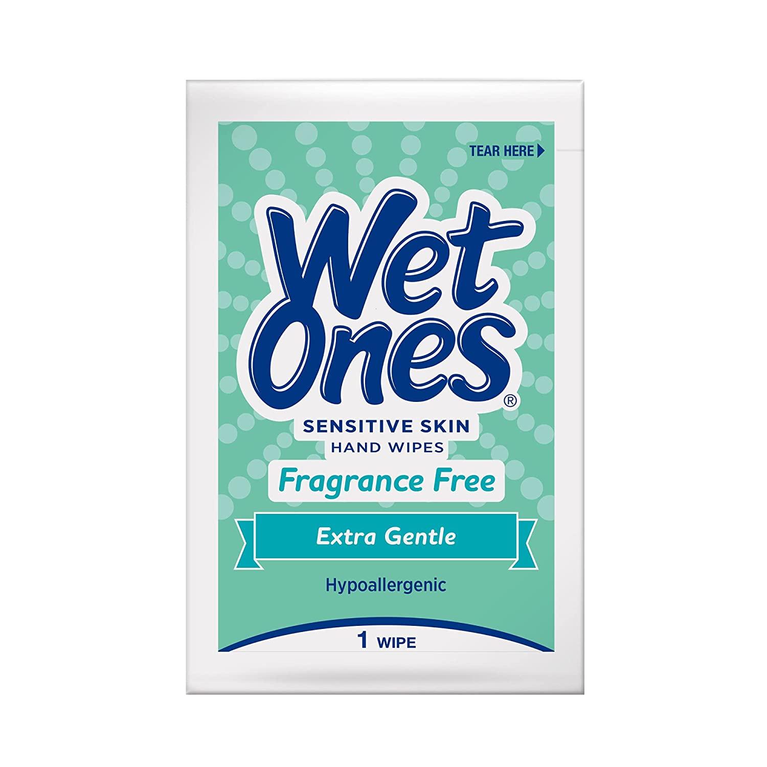Wet Ones Sensitive Skin Hand and Face Wipes, Unscented, 24 Individually