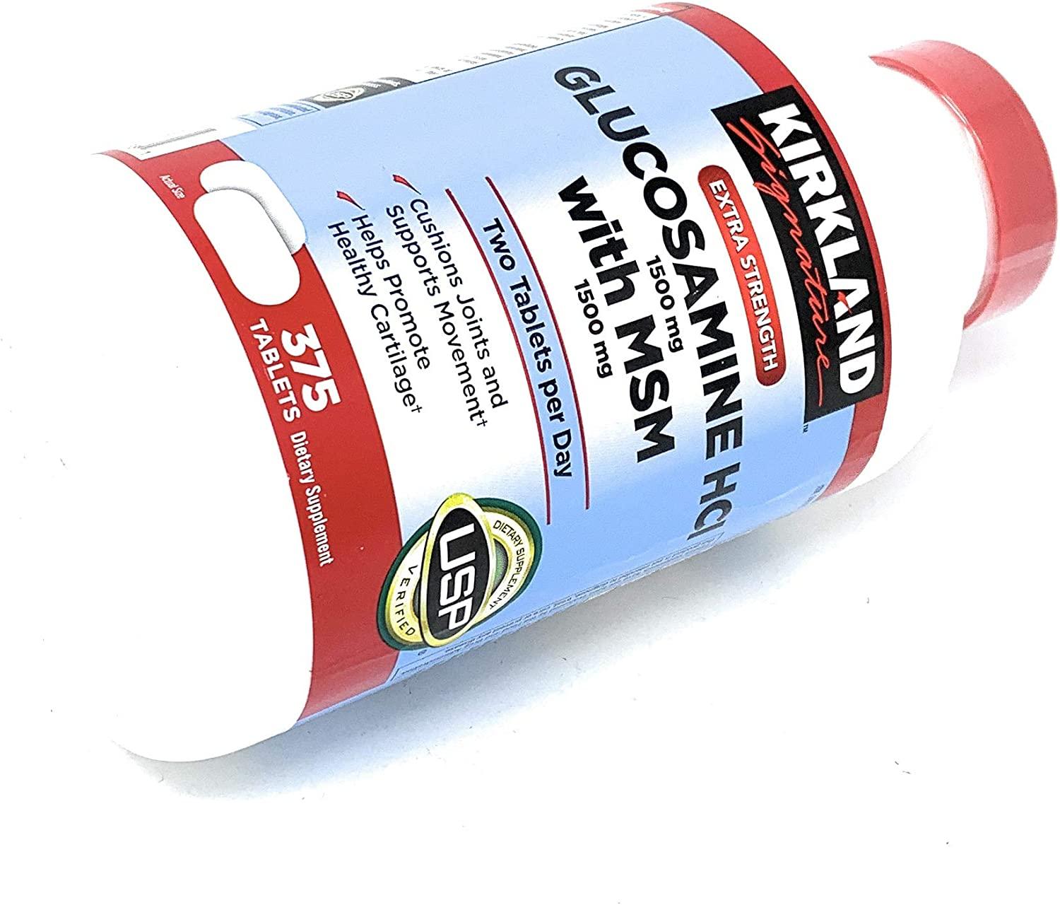 Kirkland Signature Glucosamine HCI 1500mg with MSM 1500mg 375 Tablets