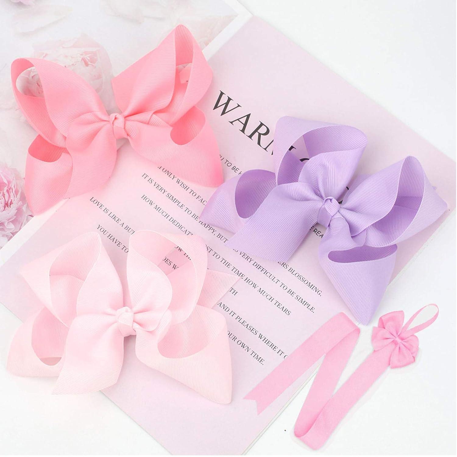 3/4/6/8inch Boutique Handmade Colorful Solid Ribbon Grosgrain Hair Bow With  Clips For Kids Girls Hair Accessories