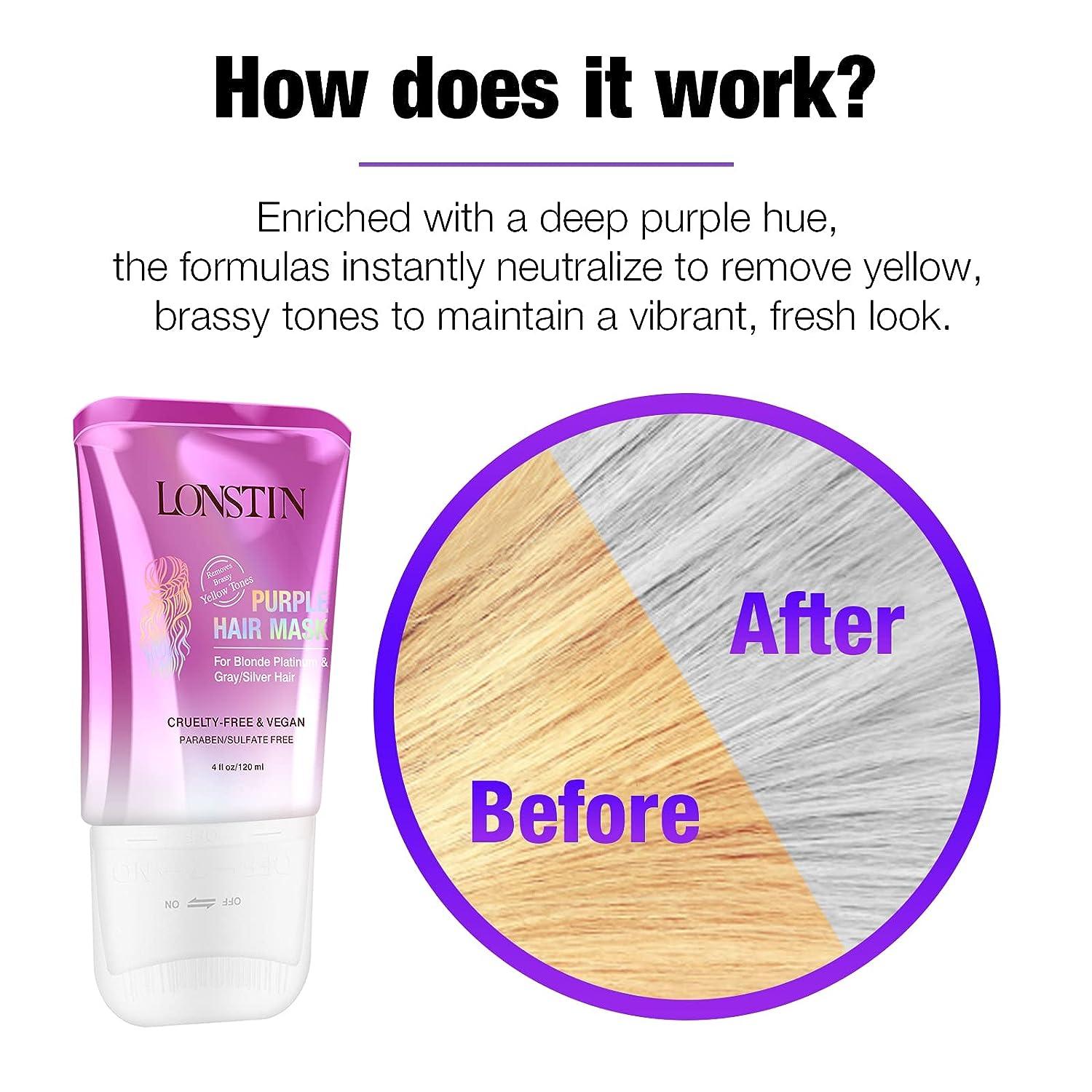 lonstin Purple Hair Mask with Comb, Anti Brass Hair Mask Paraben and