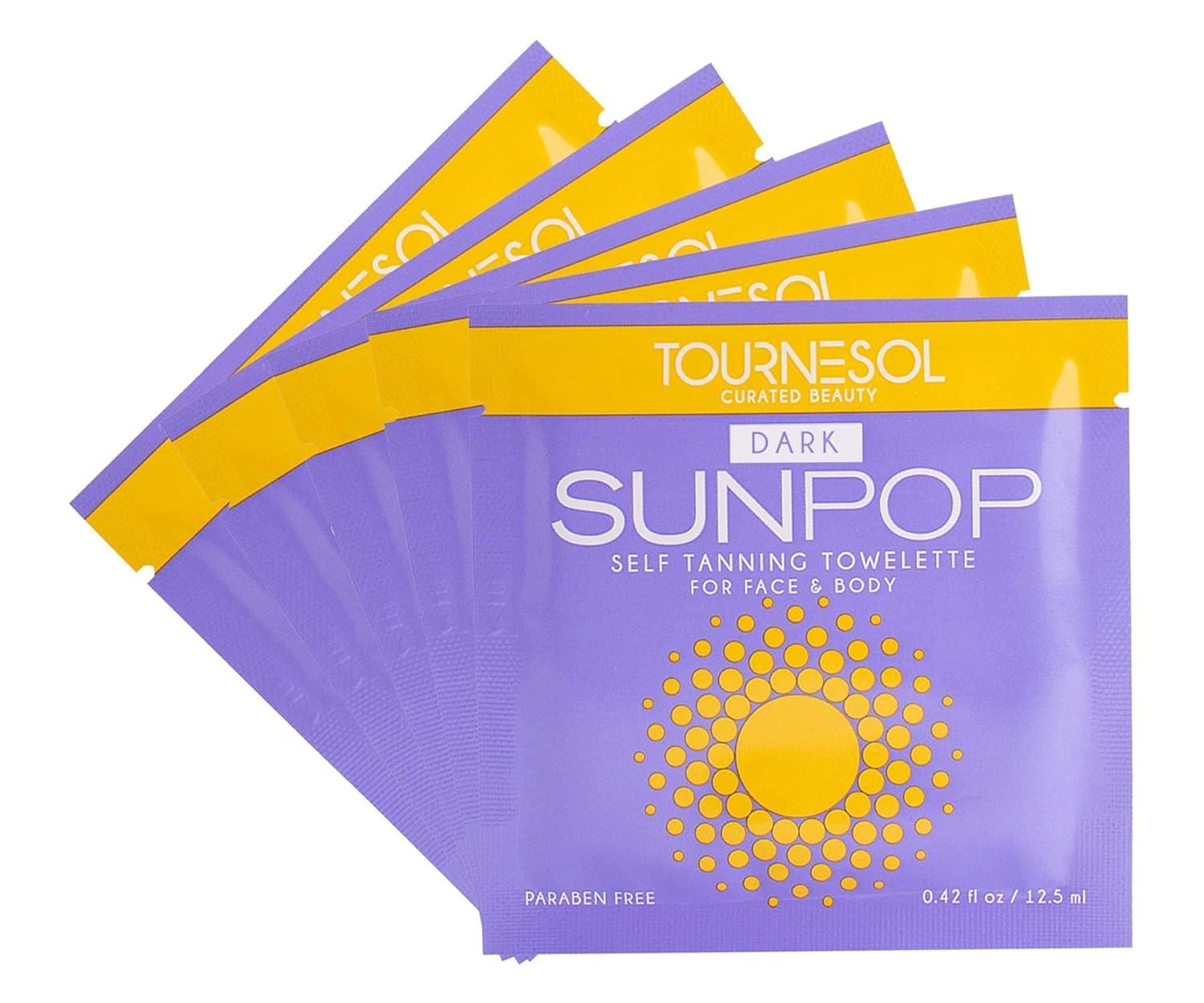 SunPop Self Tanning Towelettes 5count (Dark) Aloe Vera & Green Tea Infused Self Tanning Body