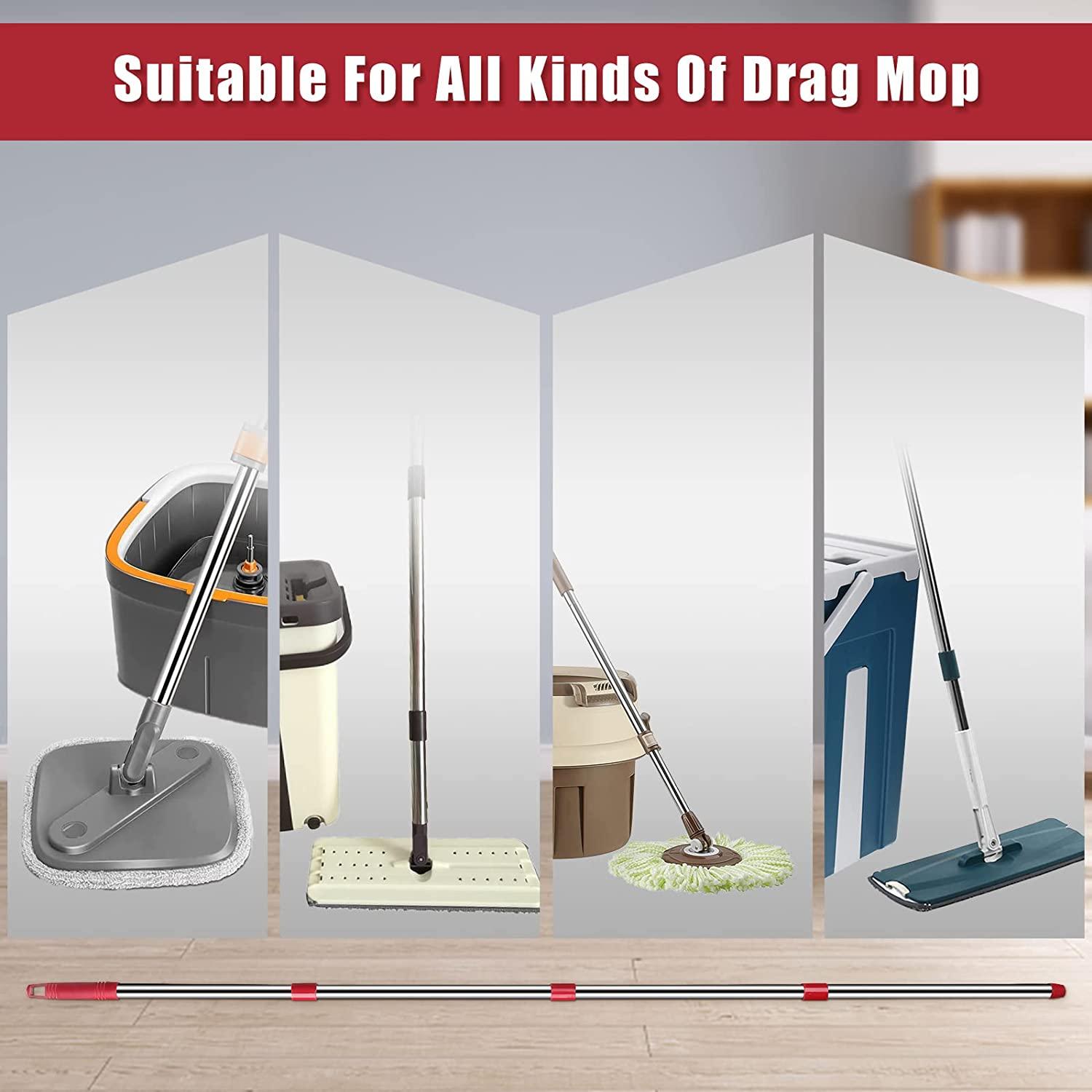 DTOPNIOR Spin Mop Replacement Handle Red 4Section 2.55 Foot Stick for EasyWring Mop Refills